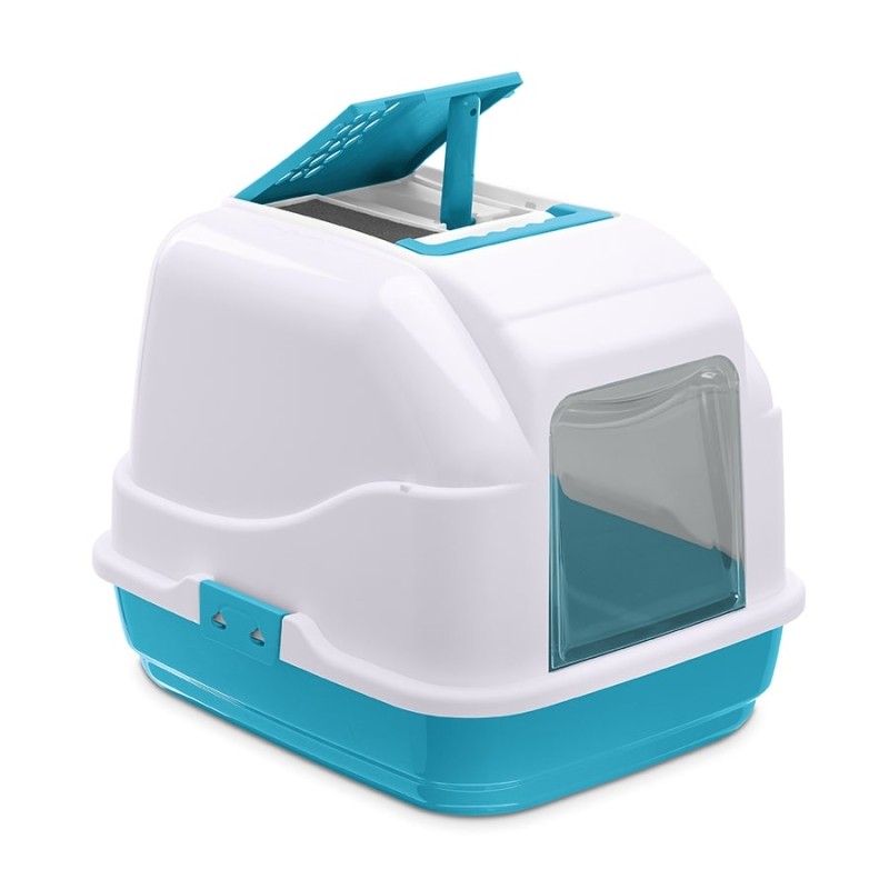 Imac Easy Cat Kapalı Kedi Tuvaleti Mavi - Beyaz 50 x 40 x 40 Cm 8021799403461