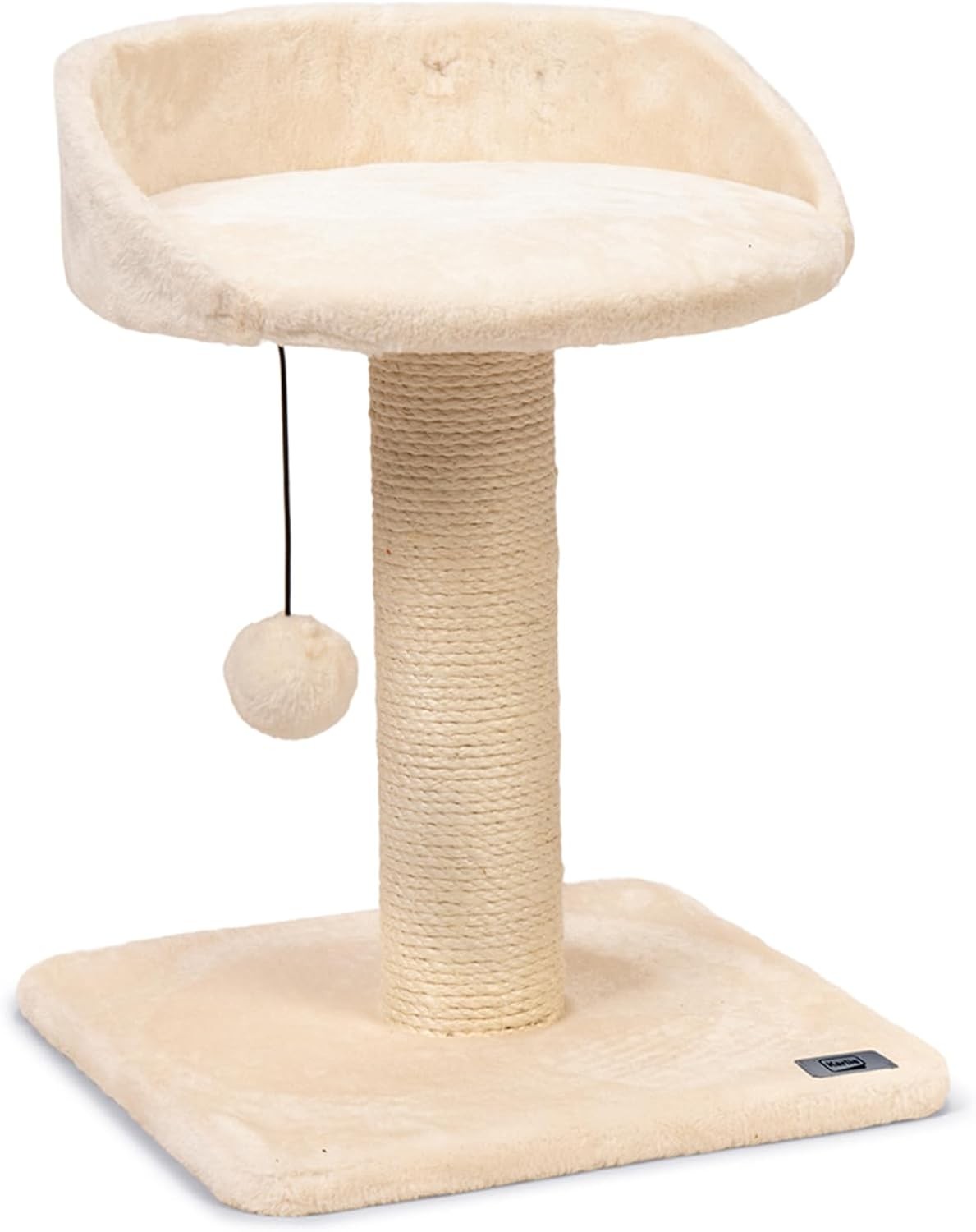 Karlie Peluş Top Oyuncaklı Kedi Tırmalama Tahtalı Kedi Yatağı Krem Rengi 35 x 35 x 50 Cm 4016598117439