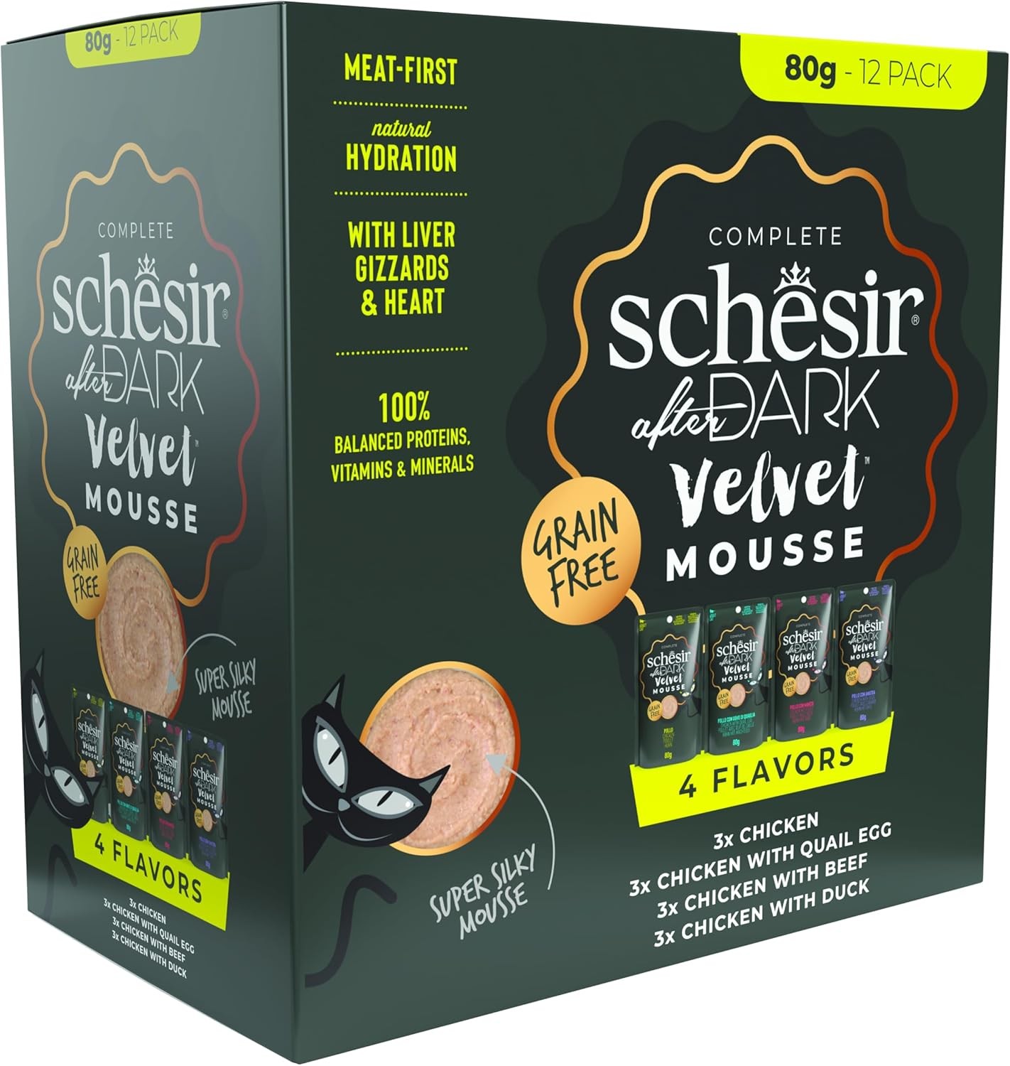 Schesir After Dark Velvet Mousse Karışık Çeşitli Yetişkin Kedi Yaş Maması 80 Gr - 12 Adet 8005852539946