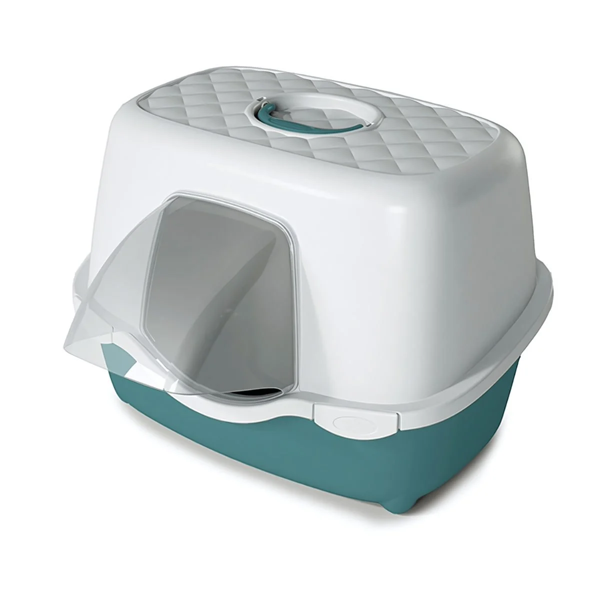 Stefanplast Tres Chic Kapalı Kedi Tuvaleti Yeşil - Beyaz 56 x 54.5 x 39 Cm 8003507993013
