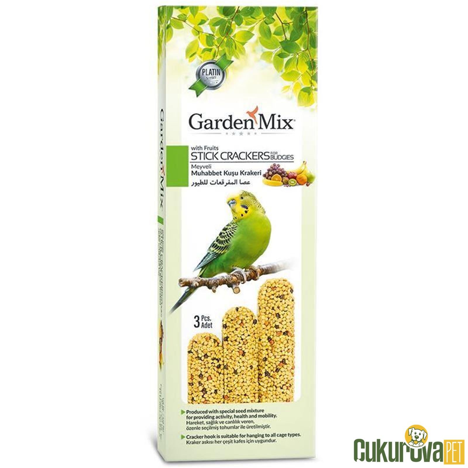 Gardenmix Platin Stick Crackers Meyveli Kuş Krakeri 3'Lü - 80 Gr