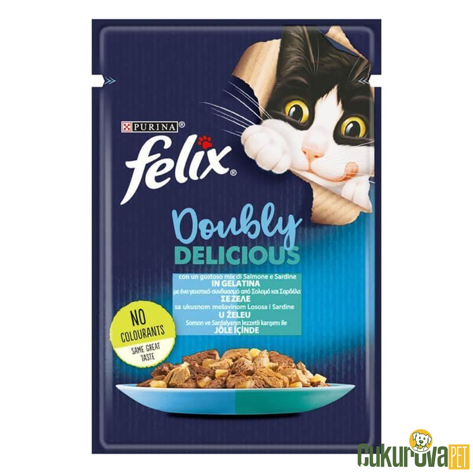 Felix Çi̇fte Lezzet Somon Ve Sardalya Yeti̇şki̇n Kedi̇ Yaş Maması Pouch 85 Gr