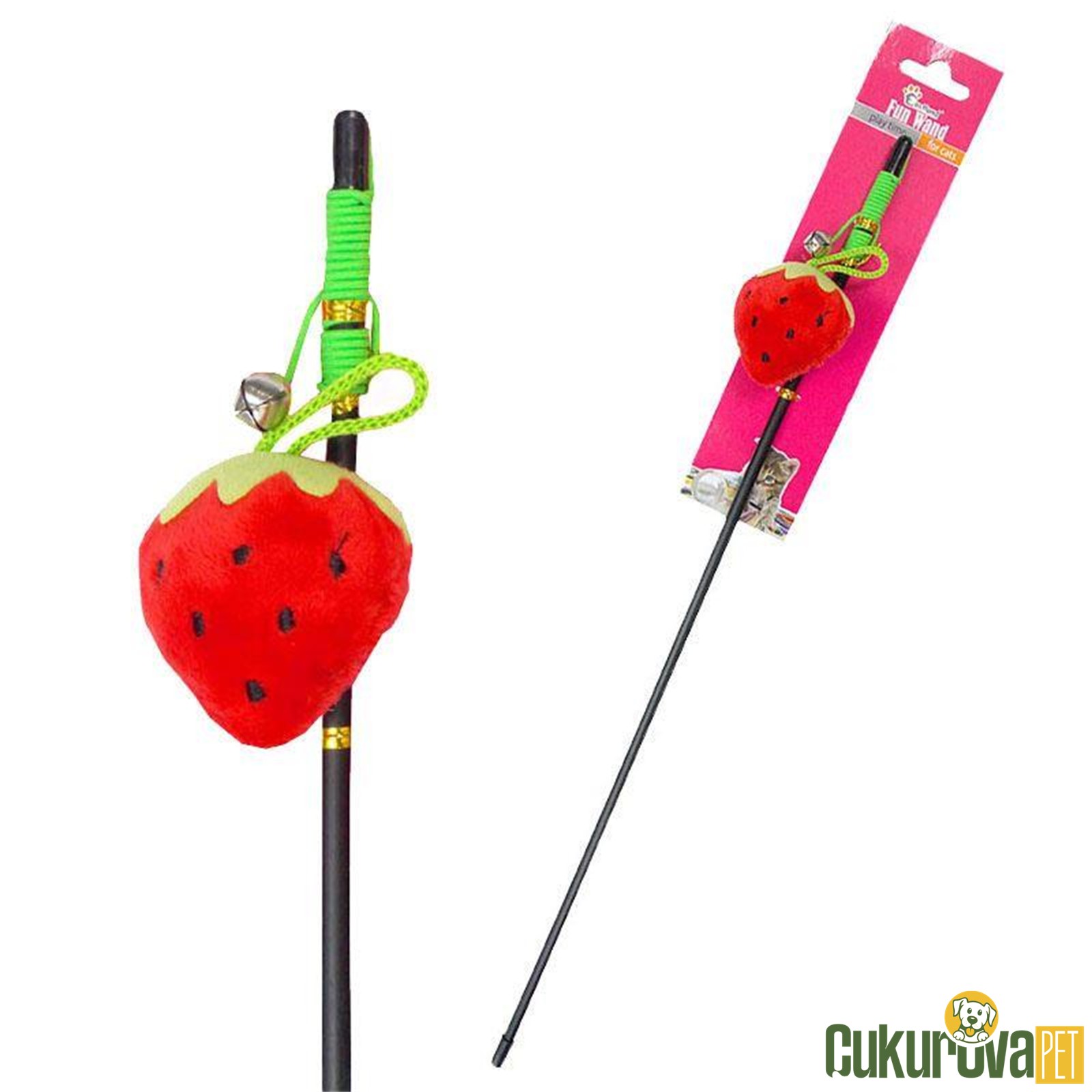 Eastland Peluş Çilekli Kedi Otlu Olta Oyuncağı 52 Cm