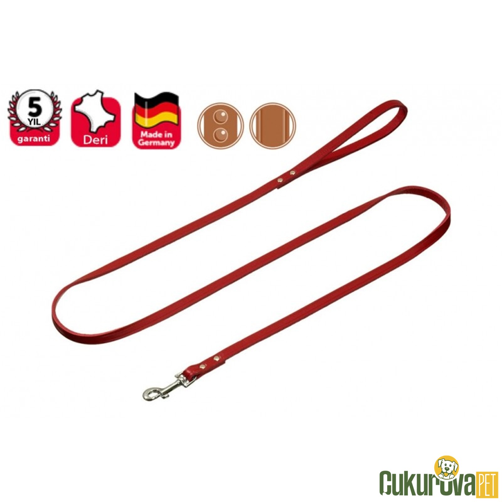 Karlie Köpek Deri Uzatma Tasması Kırmızı 100 Cm 20 Mm