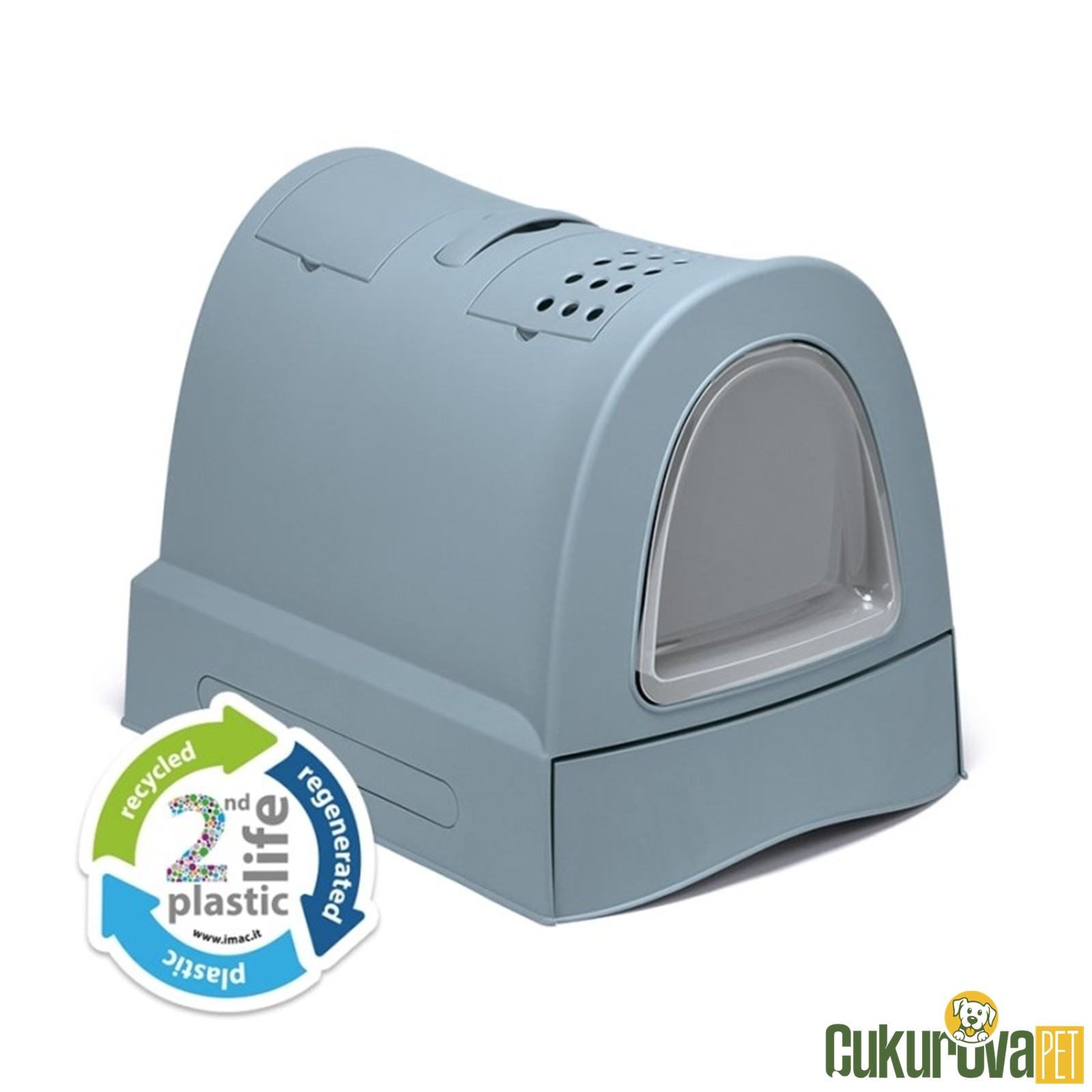 Imac Zuma Life Torbalı Kapalı Kedi Tuvaleti - Mavi 56 x 40 x 42.5 Cm
