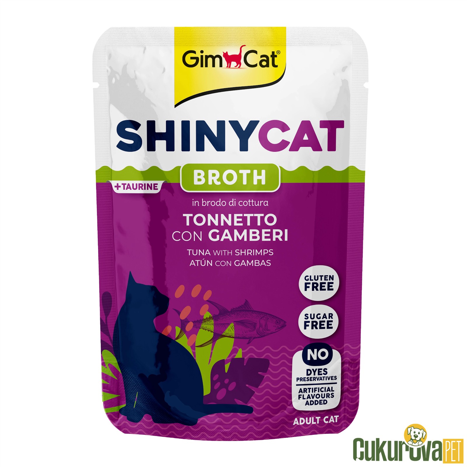 Gimcat Pouch ShinyCat Ton Balıklı Ve Karidesli̇ Yeti̇şkin Kedi̇ Yaş Maması 70 Gr