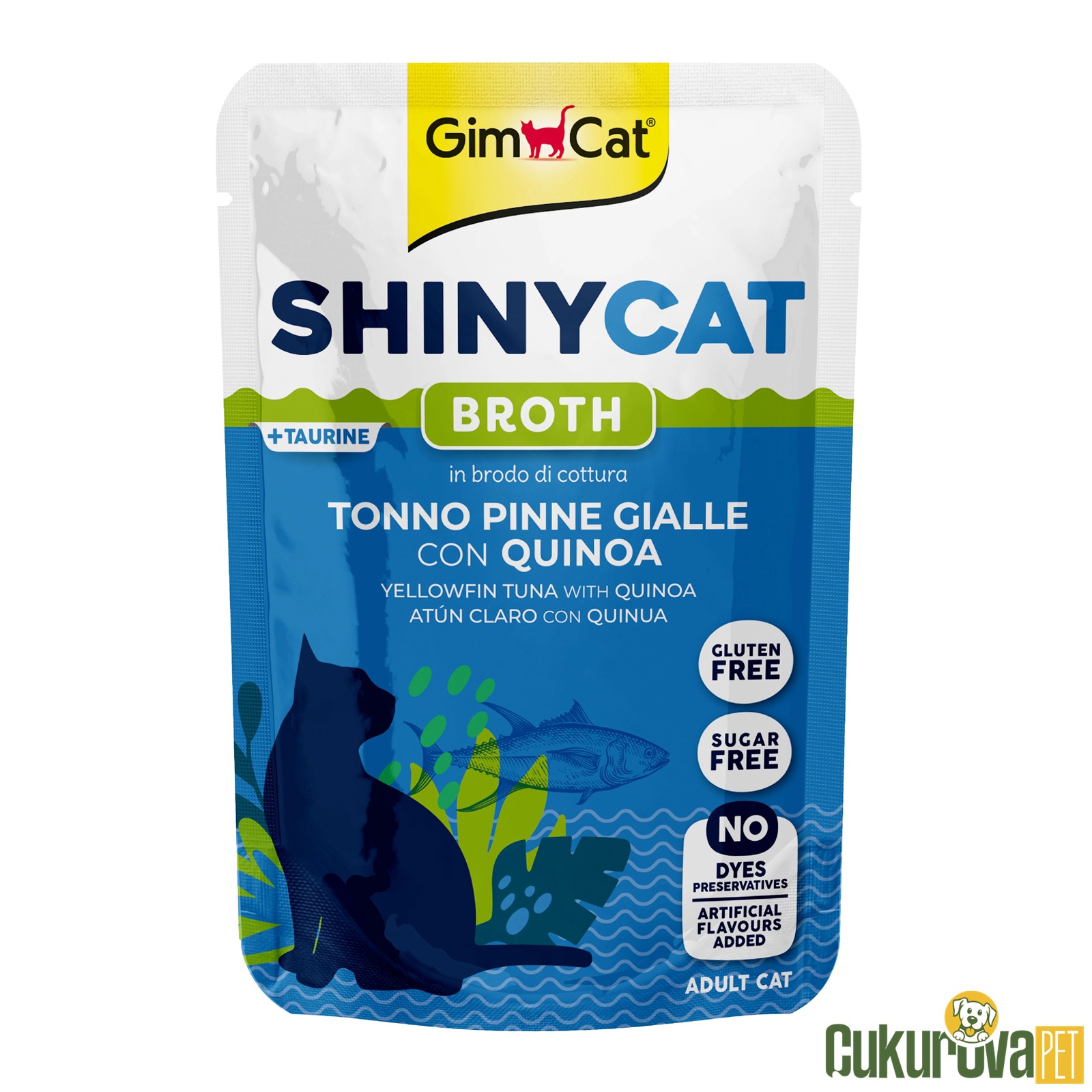 GımCat ShinyCat Broth Adult Ton Balıklı Ve Kinoalı Yetişkin Kedi Yaş Maması 70 Gr