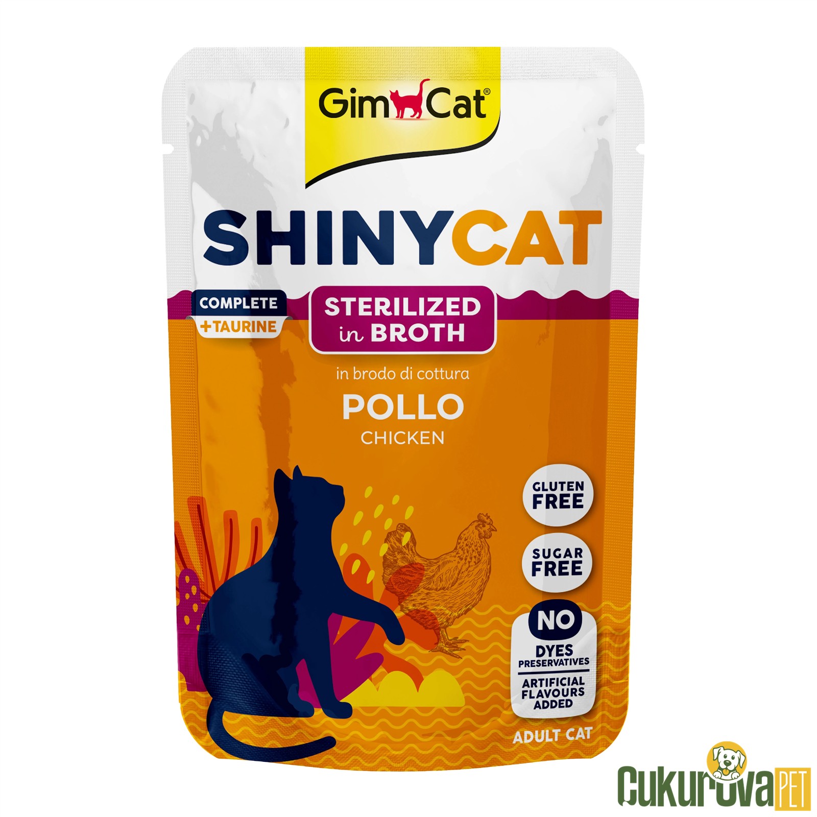 GimCat ShinyCat Sterilized In Broth Tavuklu Kısırlaştırılmış Kedi Yaş Maması 70 Gr
