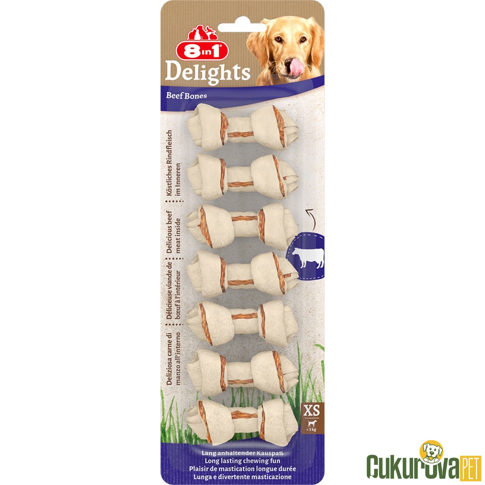 8 In 1 Delights Bones Ağız Bakımı İçi̇n Düğümlü Sığır Etli̇ Köpek Ödül Kemi̇ği̇ Xs - 7'li̇ - 84 Gr
