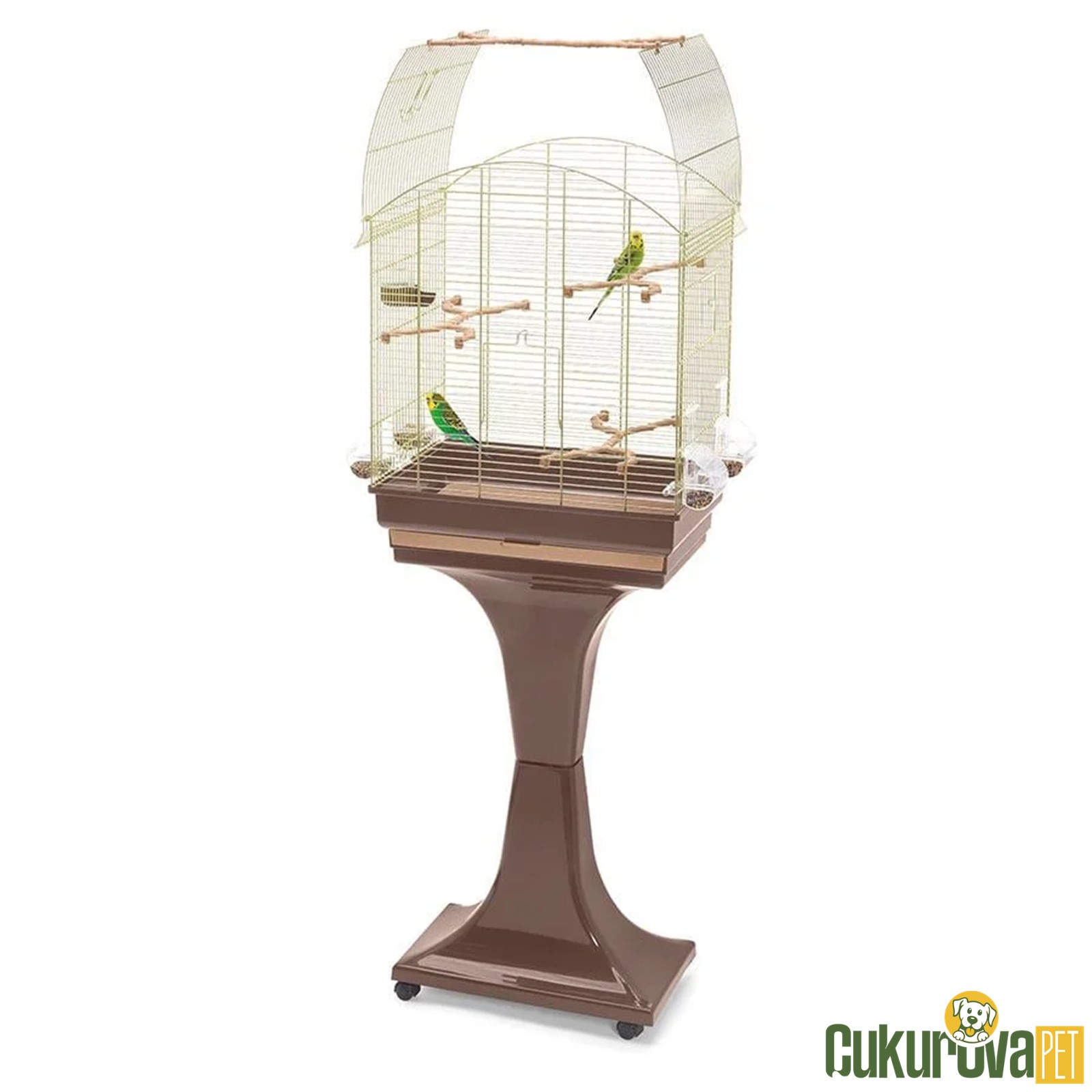 Imac Agata Delux Sehbalı Üstü Açılır Kuş Kafesi Kahve & Gold - 58 x 33 x 62.5 Cm