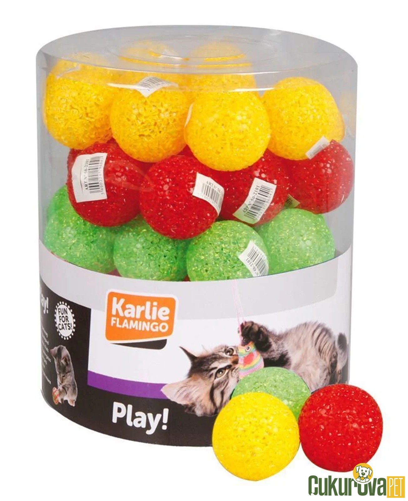 Karlie Kedi Oyuncağı Plastik Top Karışık Renkli 5 Cm