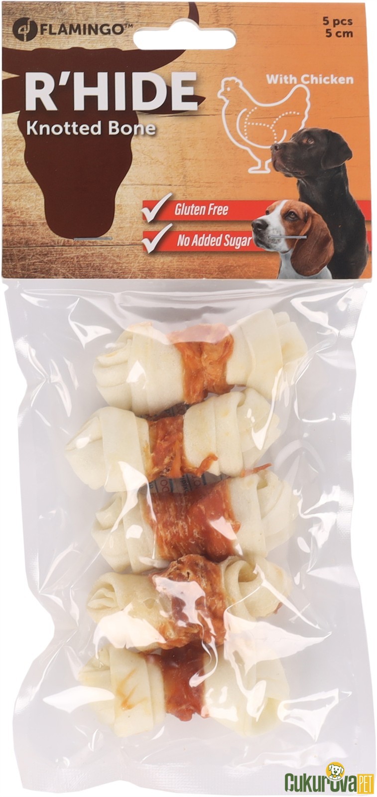 Flamingo Köpek Ödülü Tavuk Sargılı Düğümlü Kemi̇k 5 Cm 5'li̇