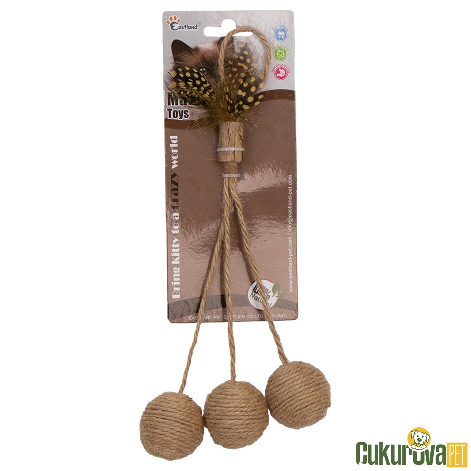 Eastland İpli̇ Tüylü Çıngıraklı Top Kedi̇ Oyuncağı 6 Cm