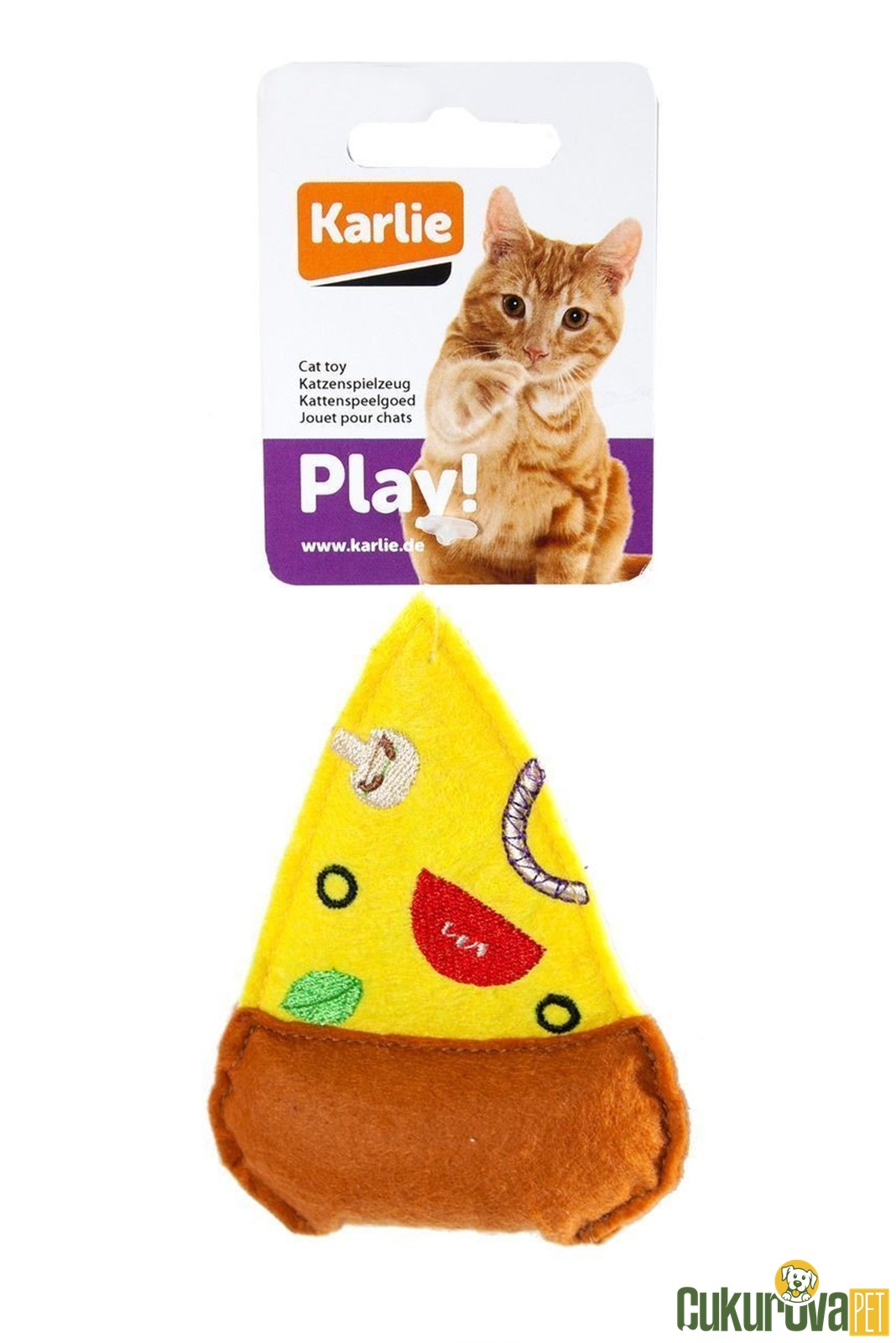 Karlie Peluş Kedi̇ Oyuncağı Pi̇zza 10.5 Cm Sarı