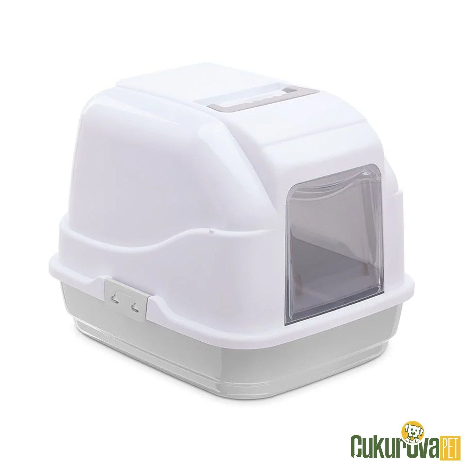 Imac My Cat Kapalı Kedi Tuvaleti Gri / Beyaz - 50 x 40 x 40 Cm