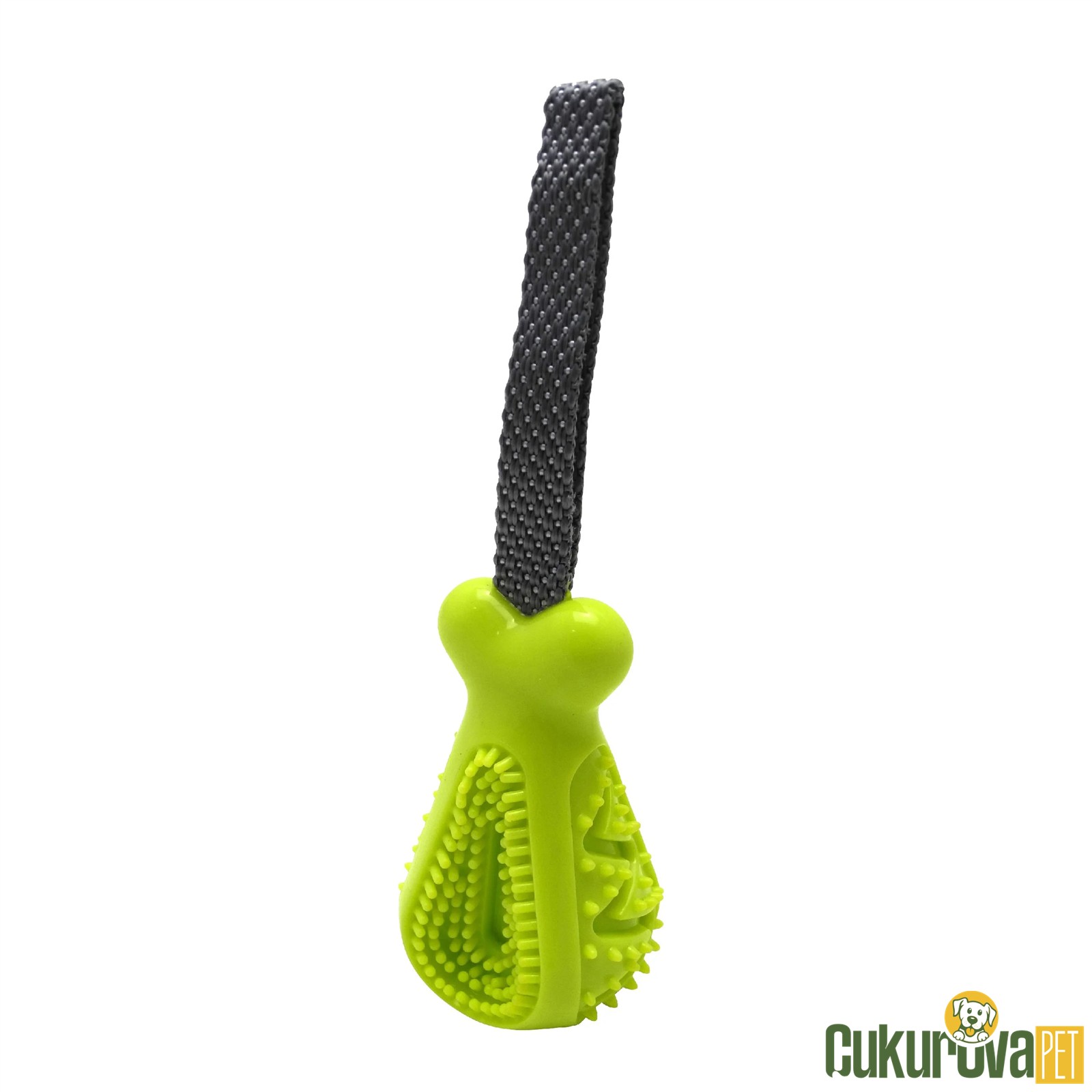 GimDog Kemik Şeklinde Çekiştirmeli Köpek Oyuncağı Yeşil - 10 Cm