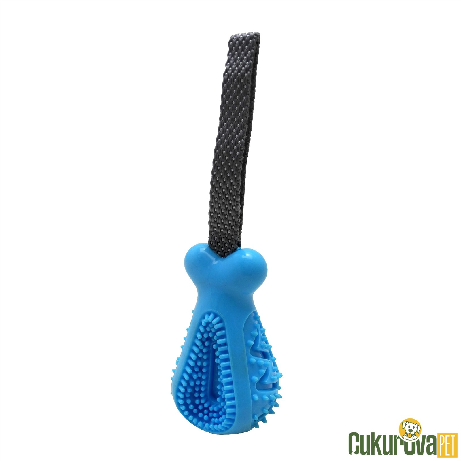 GimDog Kemik Şeklinde Çekiştirmeli Köpek Oyuncağı Mavi - 11 Cm