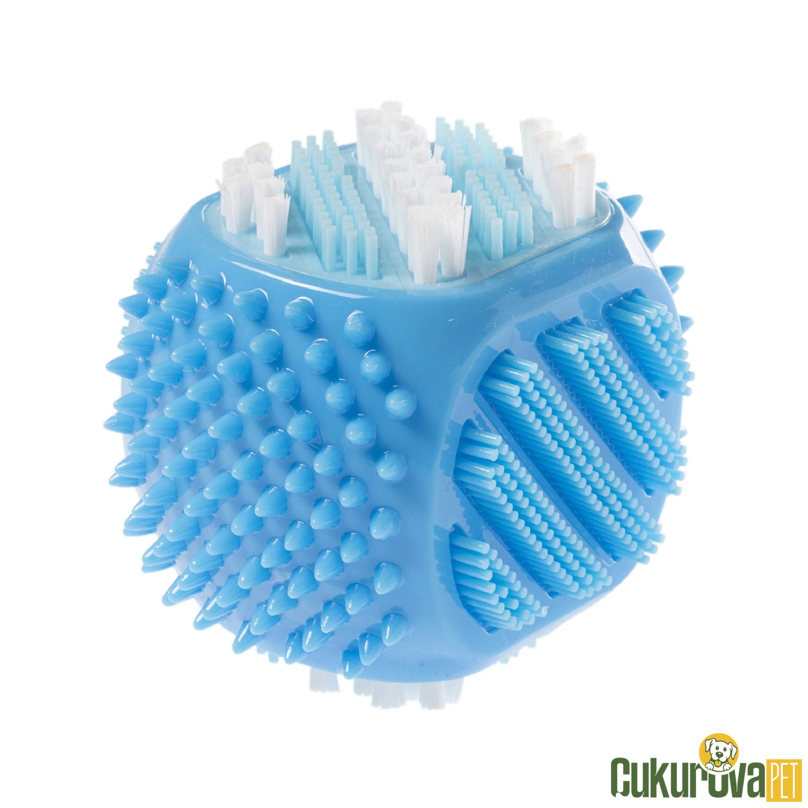 GimDog Küp Şeklinde Diş Fırçası Köpek Oyuncağı Mavi - 8 Cm