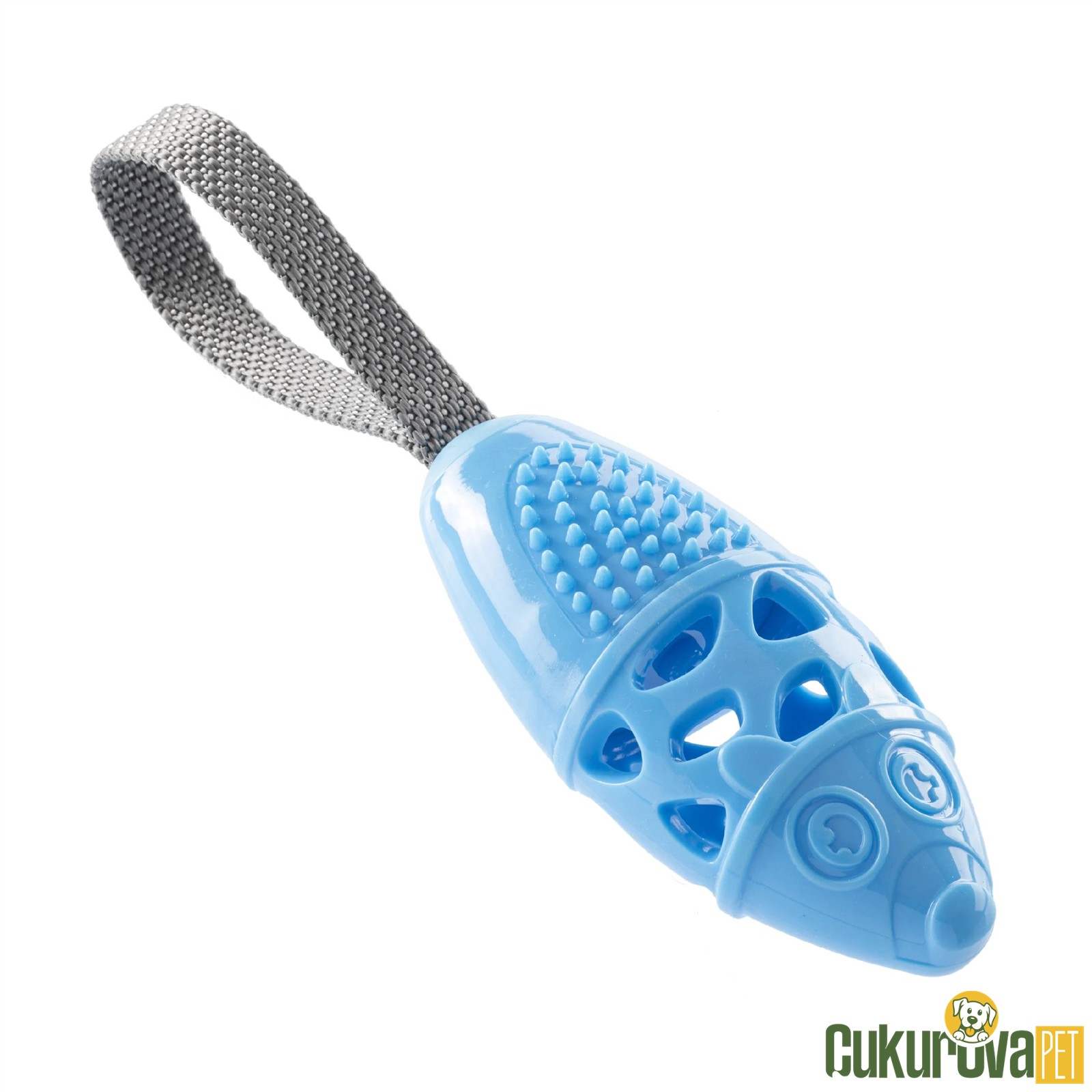 GimDog Fare Şeklinde Çekiştirmeli Köpek Oyuncağı Mavi - 18 Cm