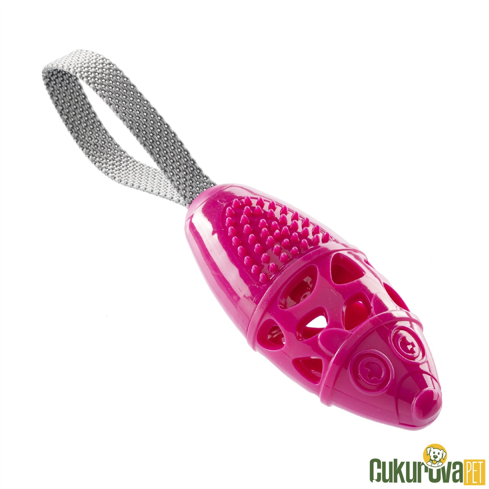 GimDog Fare Şeklinde Çekiştirmeli Köpek Oyuncağı Pembe - 17 Cm