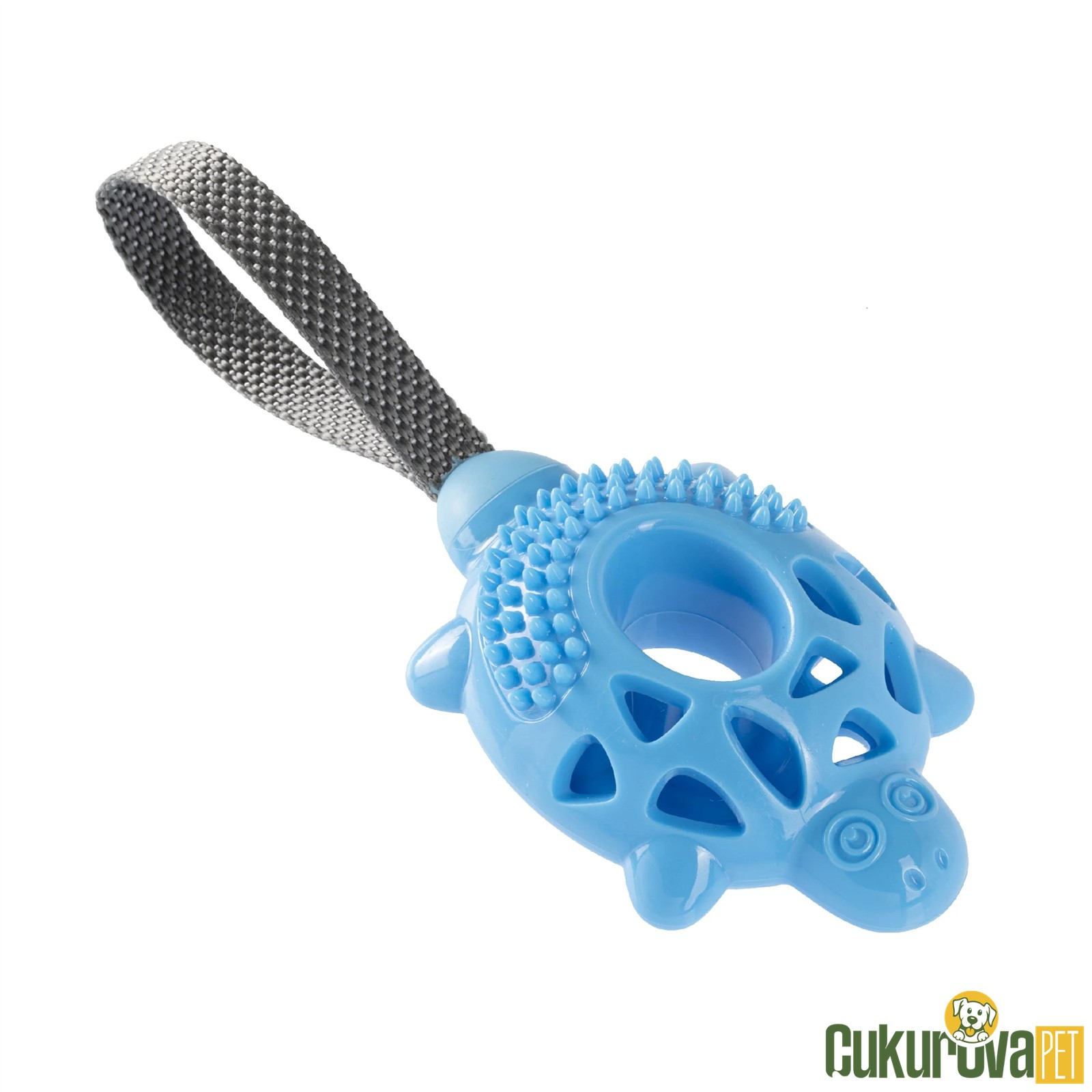 GimDog Kaplumbağa Şeklinde Çekiştirmeli Köpek Oyuncağı Mavi - 16 Cm
