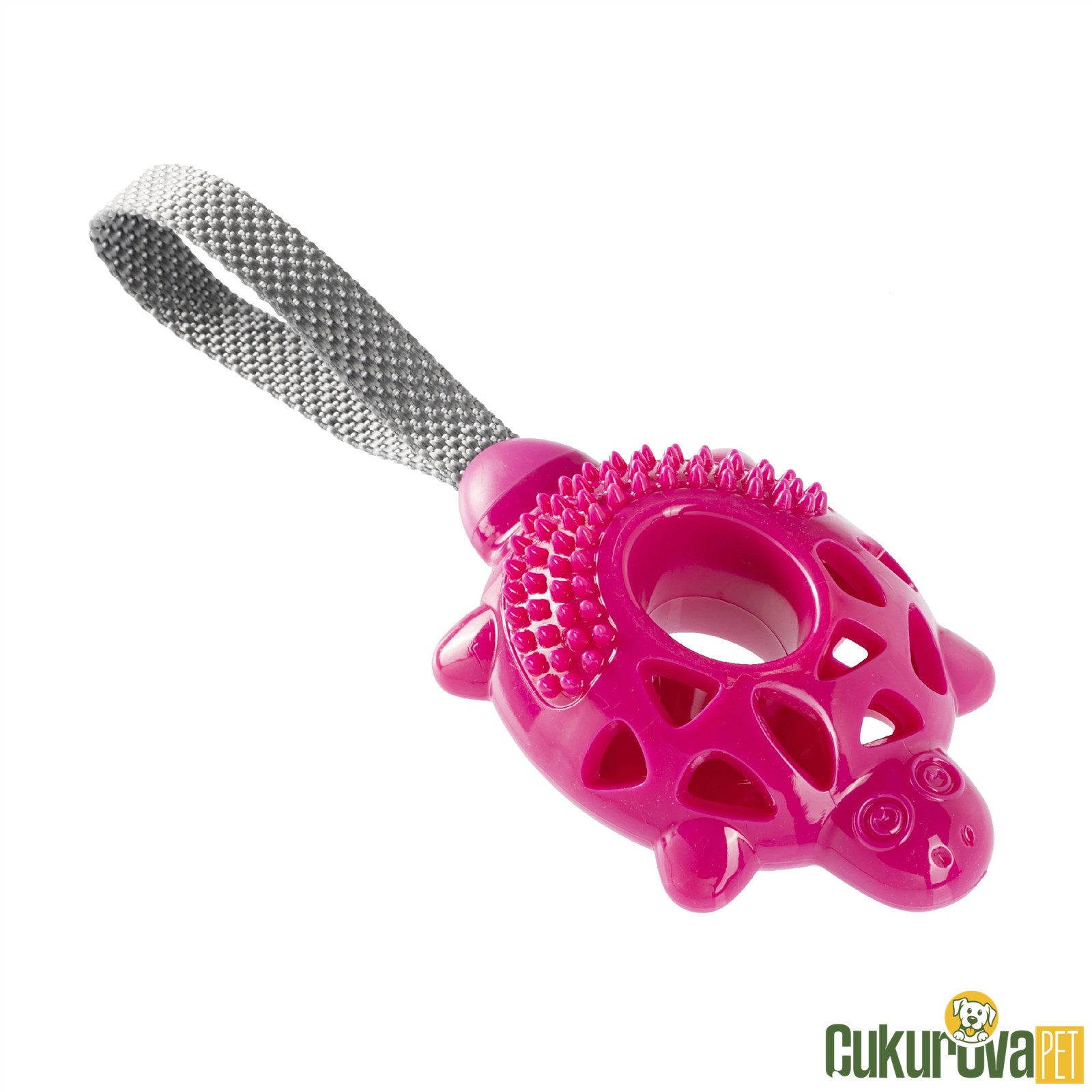 GimDog Kaplumbağa Şeklinde Çekiştirmeli Köpek Oyuncağı Pembe - 16 Cm