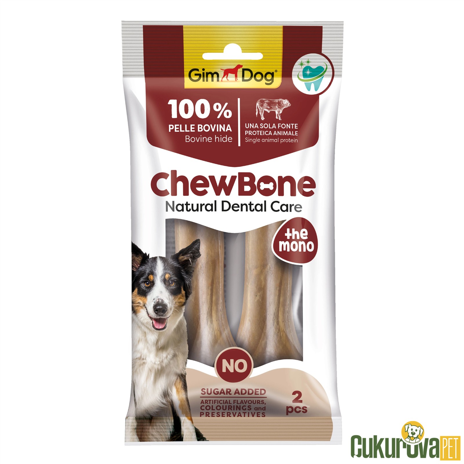 Gimdog Chew Bones Press Çiğneme Kemiği Natural 2'li - 14 Cm - 120 Gr