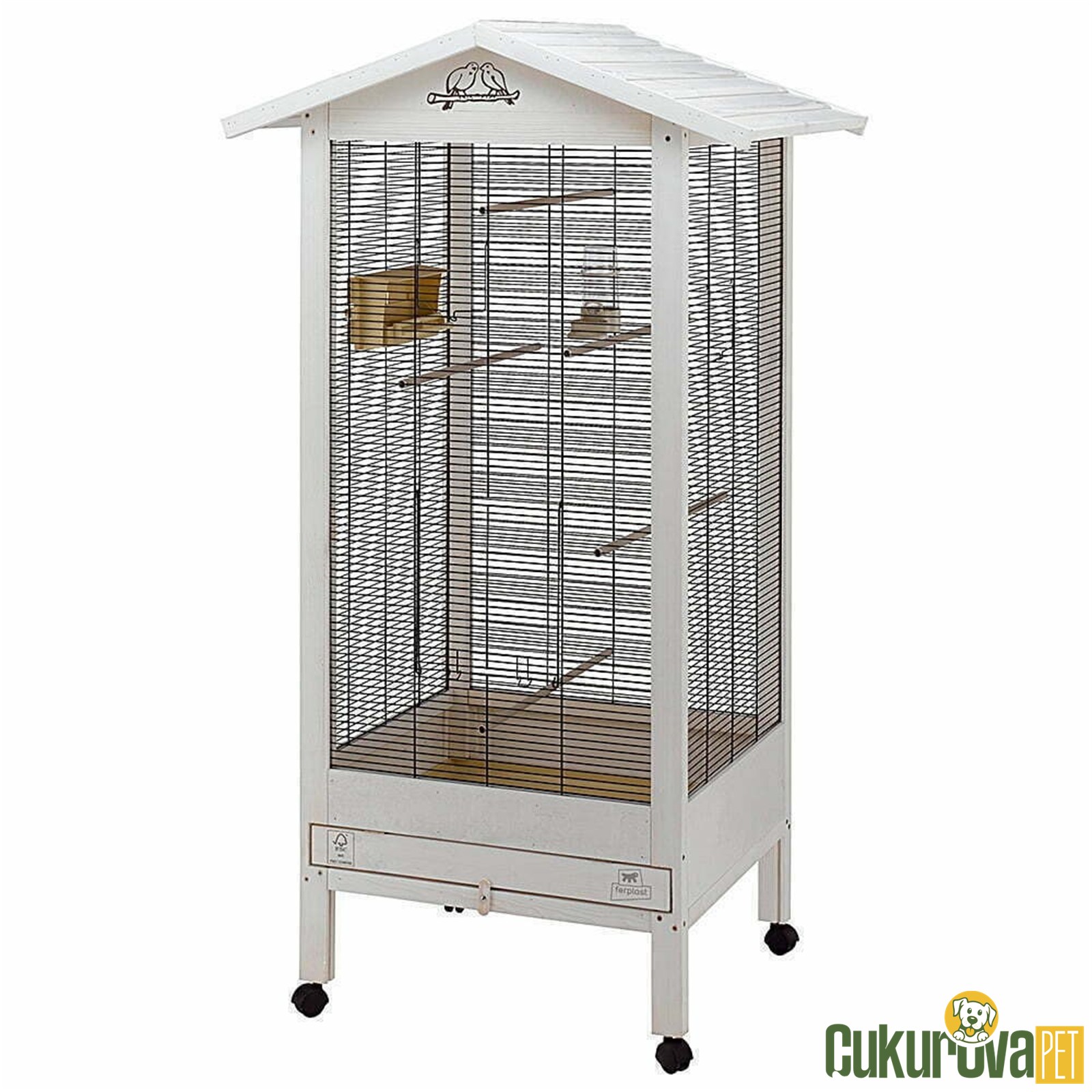 Ferplast Hemmy Büyük Ahşap Kuş Kafesi 84.5 x 65.5 x 165 Cm