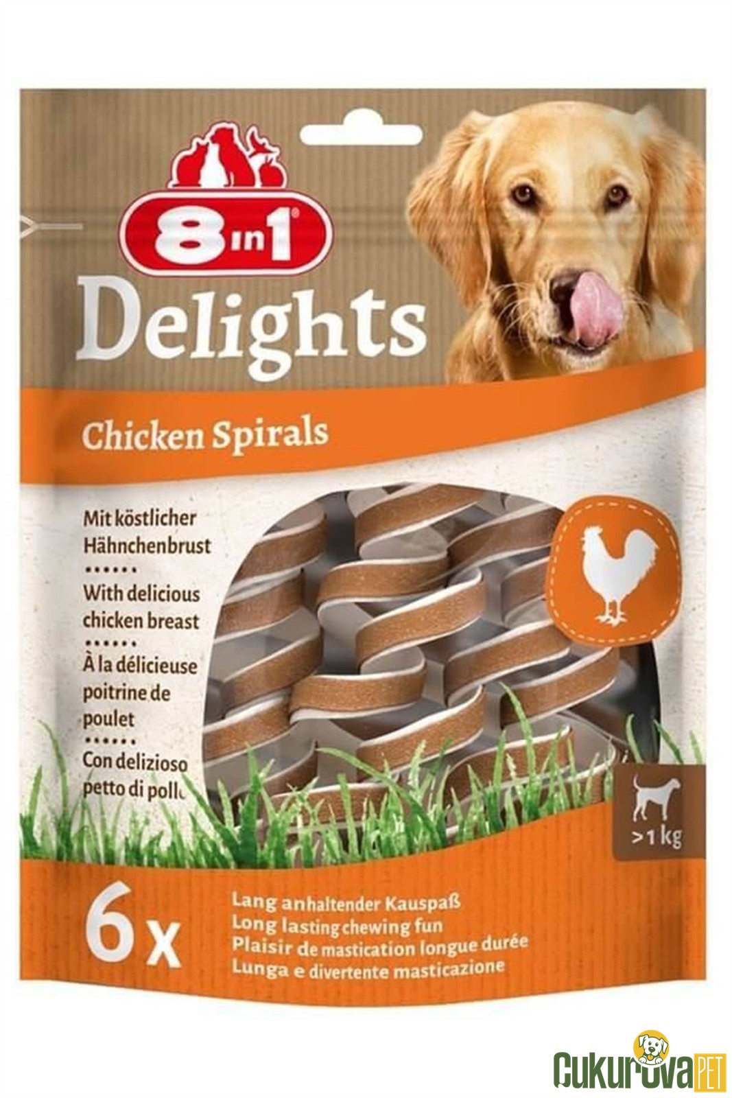 8 In 1 Delights Chicken Spirals Tavuklu Burgu Köpek Ödülü 6'li
