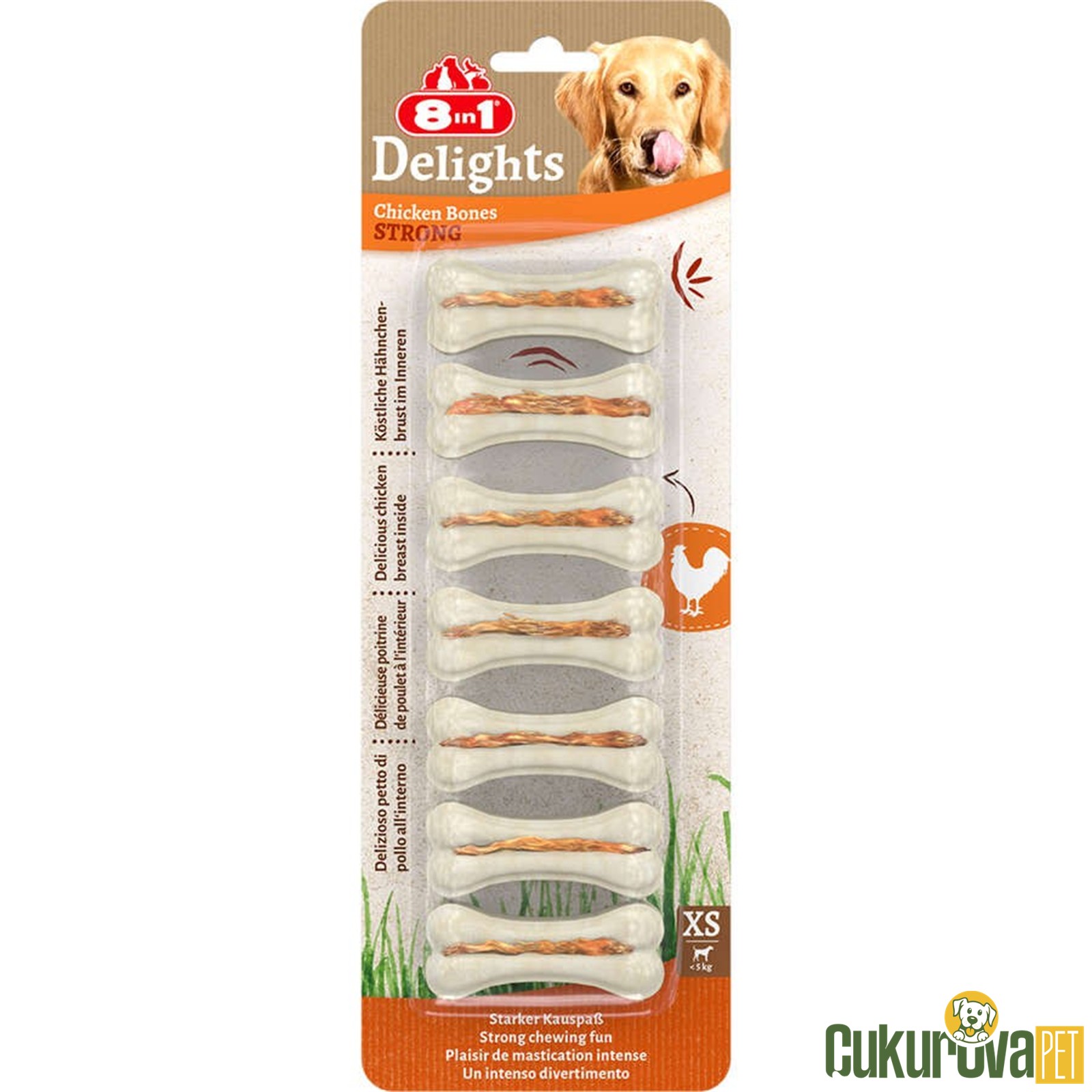 8 In 1 Köpek Ödül Kemiği Tavuklu Delight Strongs Xs