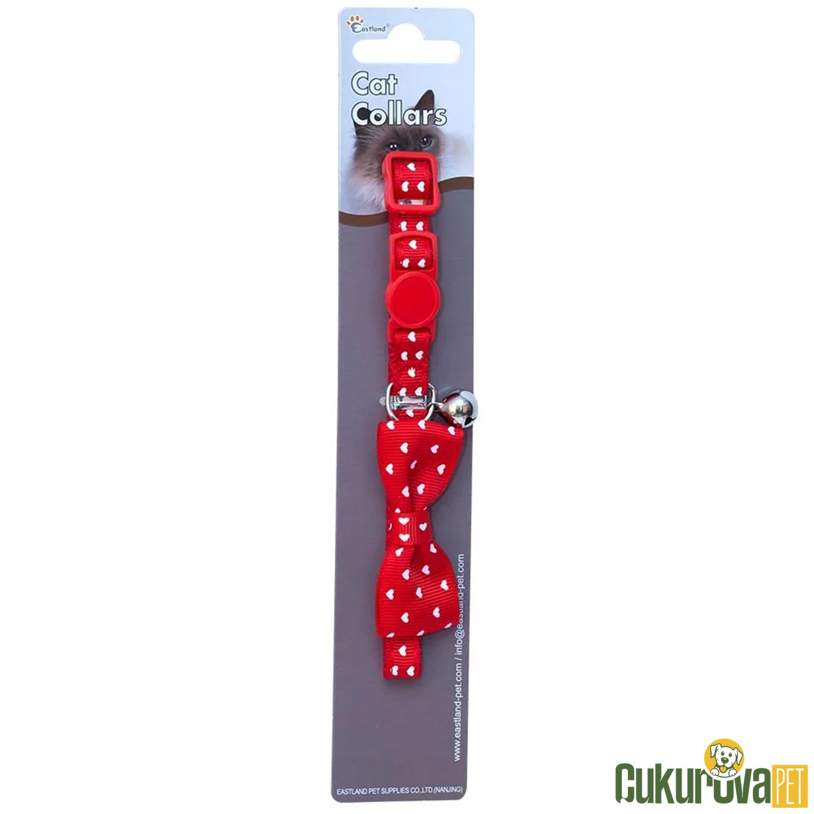 Eastland Zi̇lli̇ Puanti̇yeli̇ Papyon Kedi̇ Boyun Tasması 20 - 25 Cm - Kırmızı