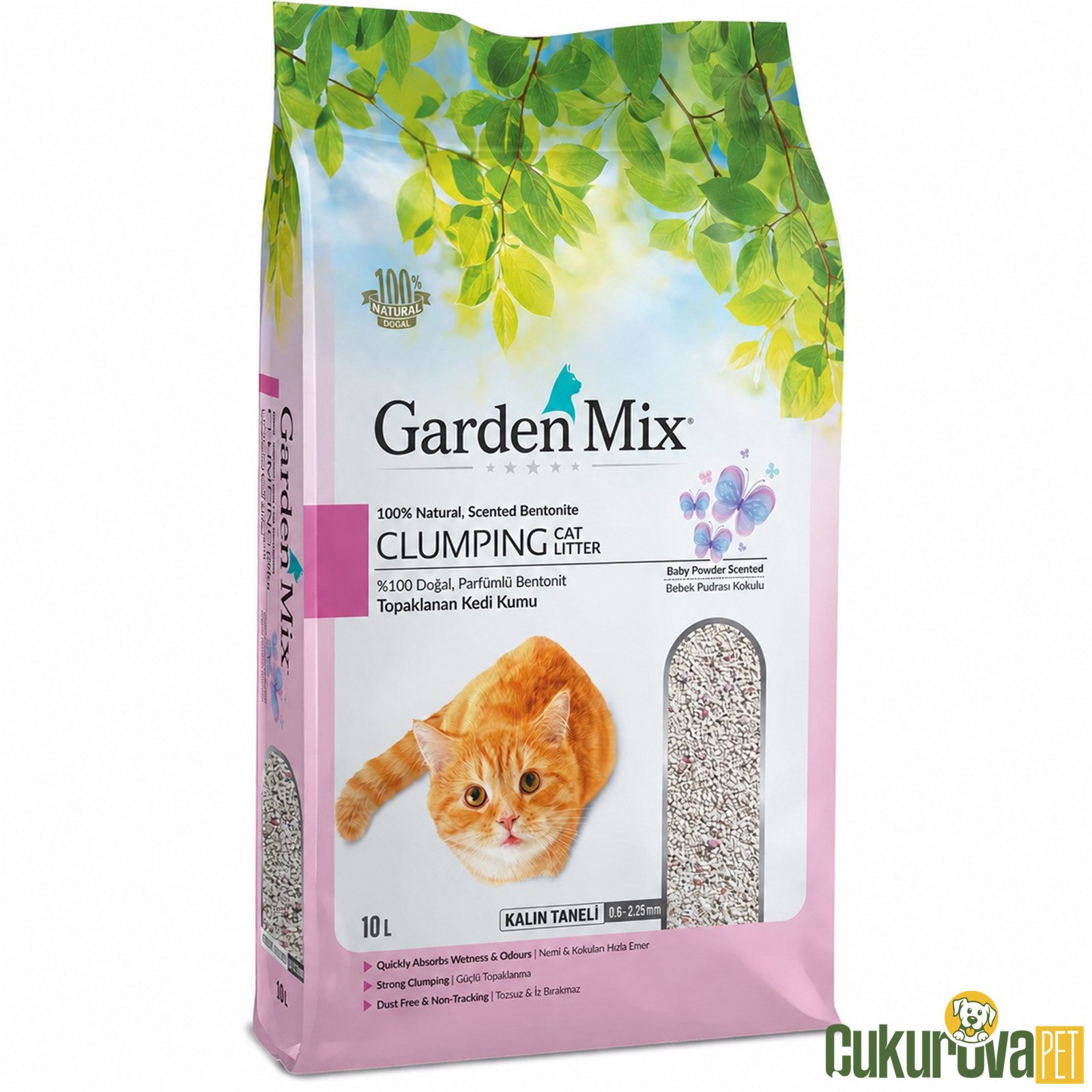 GardenMix Clumping Bebek Pudralı Kokulu Bentonit Kedi Kumu 10 L