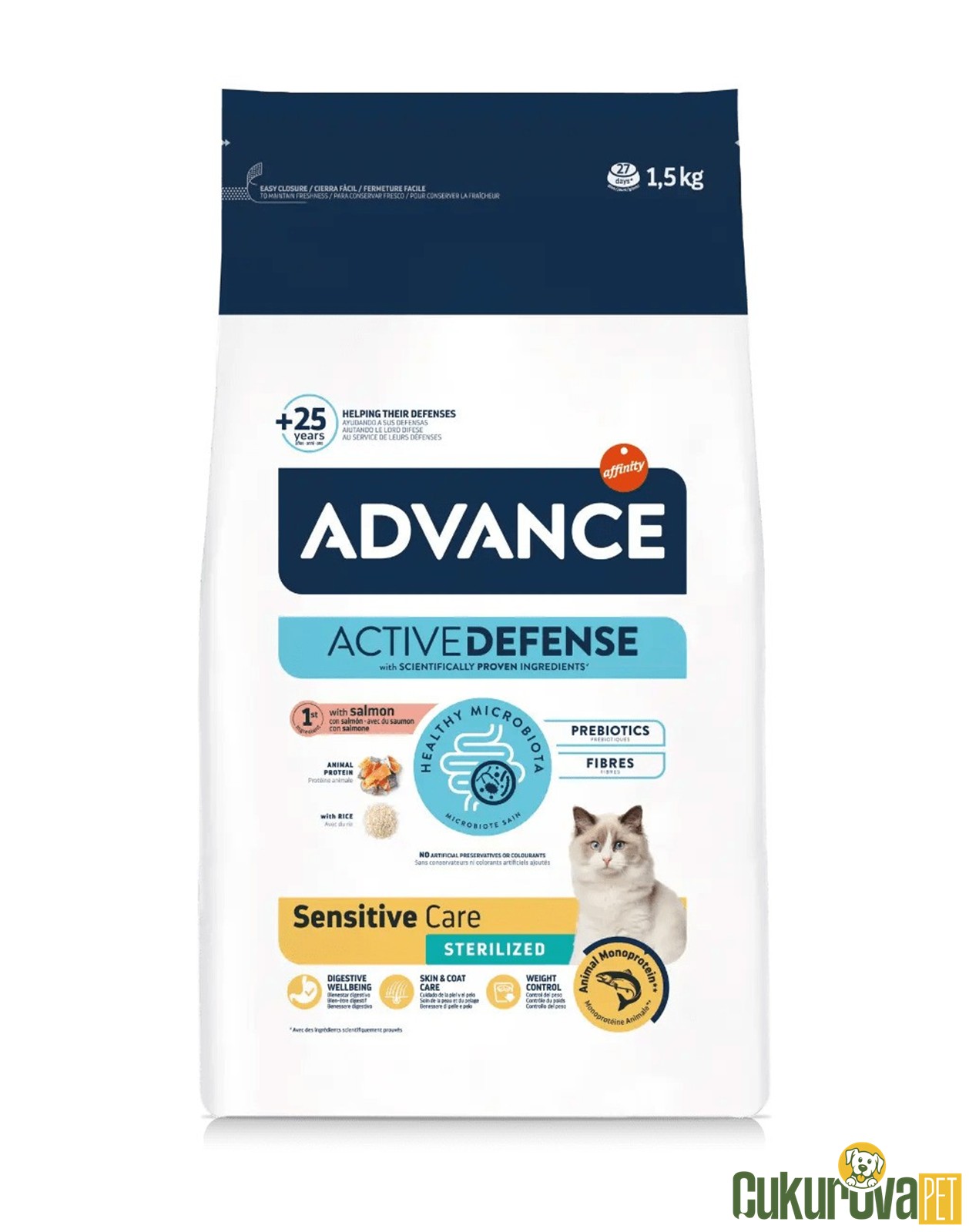 Advance Sensitive Care Sterilised Somonlu Kısırlaştırılmış Kedi Maması 1.5 Kg