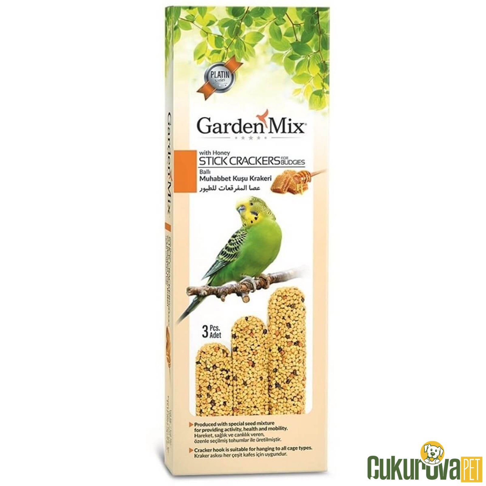 Gardenmix Platin Stick Crakers Ballı Kuş Krakeri 3'Lü - 80 Gr