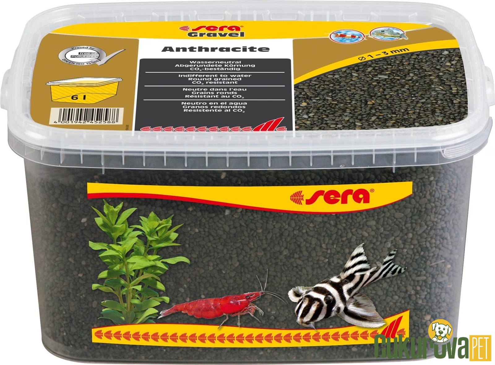 Sera Gravel Anthracite Akvaryum Kumu Antrasit 1 - 3 Mm / 6 L