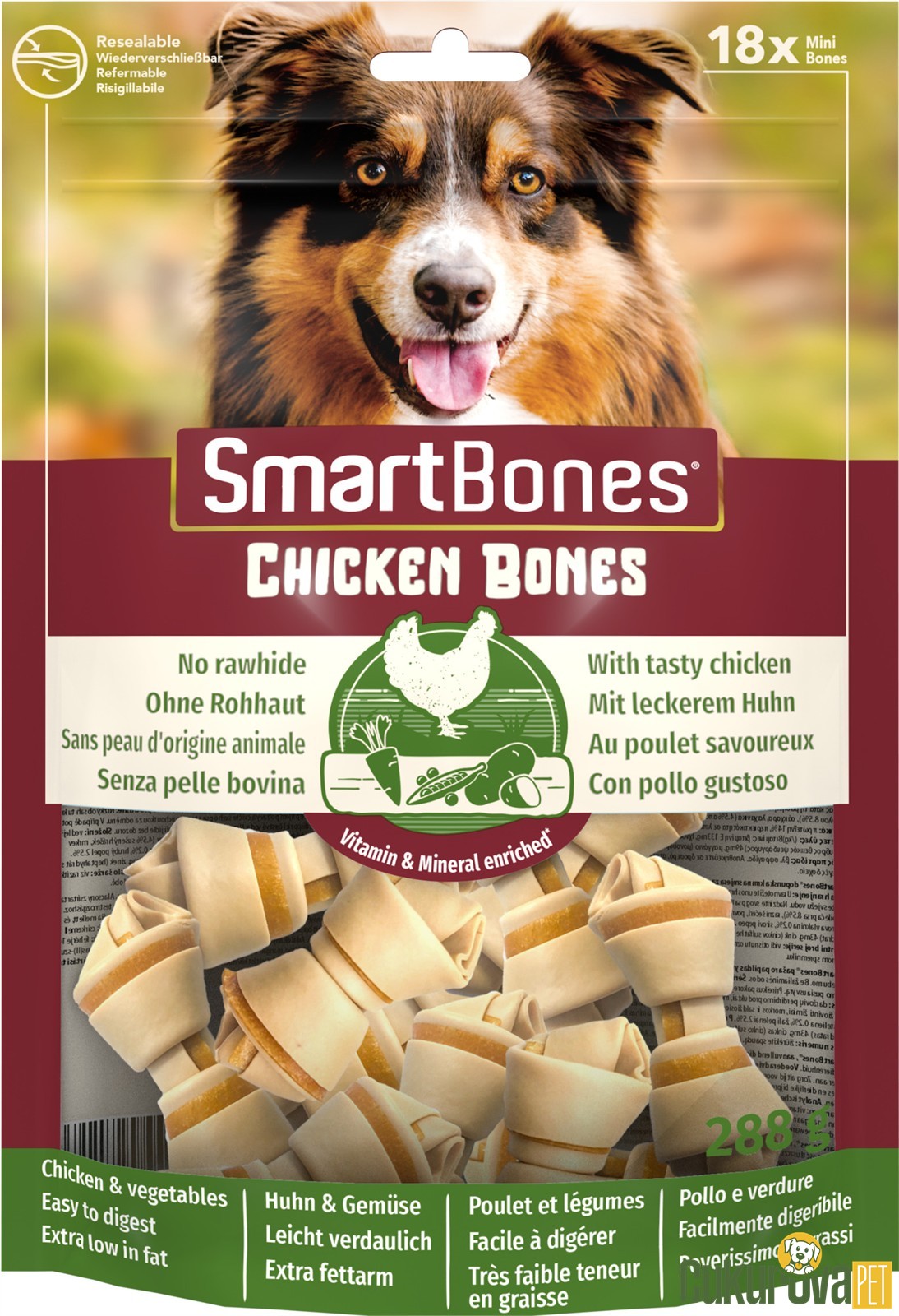 SmartBones Chicken Bones Tavuklu Köpek Ödül Kemiği 18 Adet - 288 Gr
