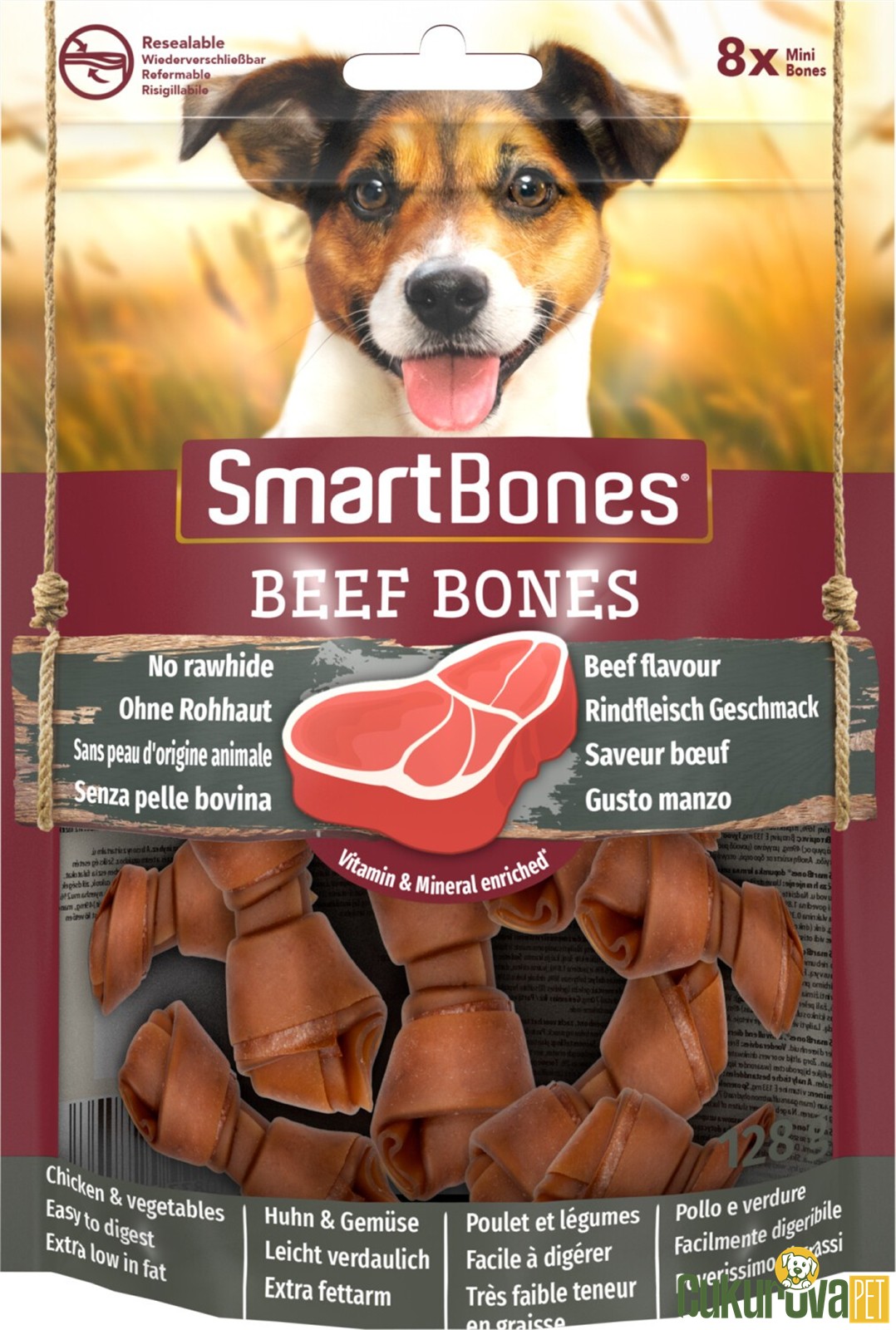 SmartBones Beef Bones Biftekli Köpek Ödül Kemiği 8 Adet - 128 Gr