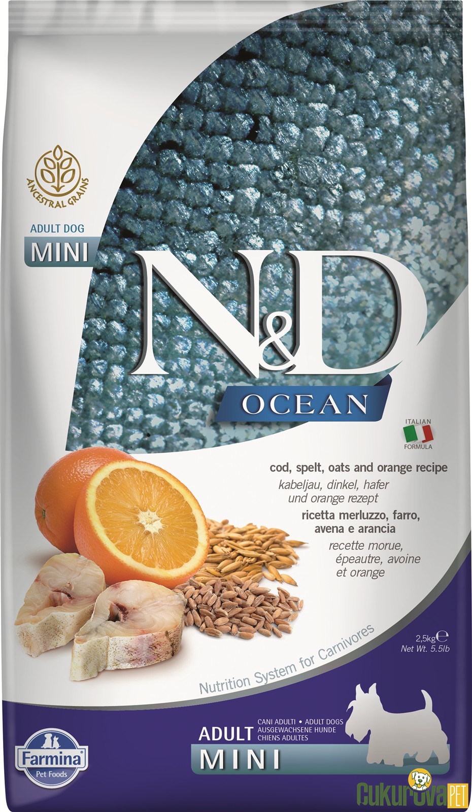 N&D Ocean Adult Mini Morina Balıklı Ve Portakallı Yetişkin Köpek Maması 2.5 Kg