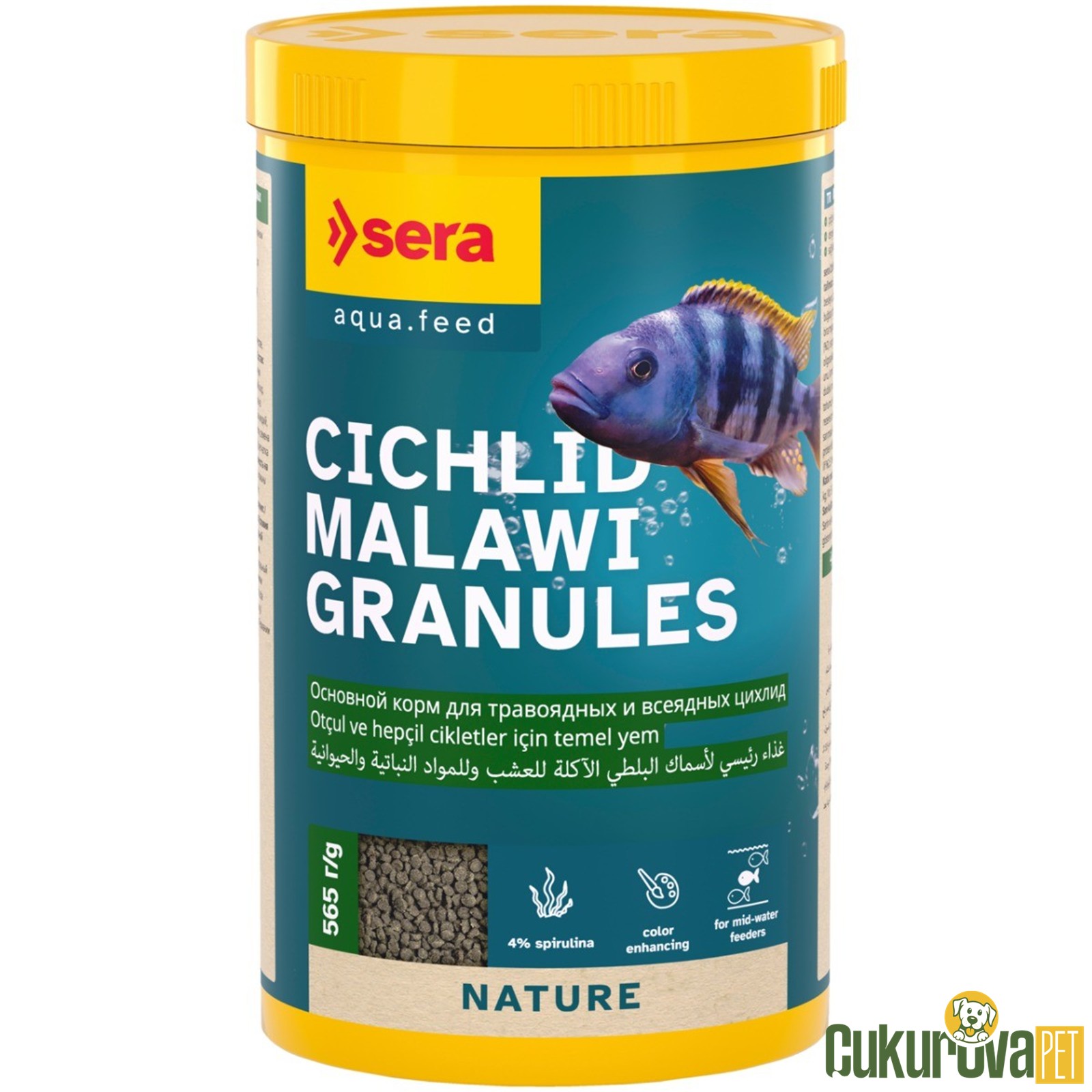 Sera Cichlid Malawi Granules Nature Granül Yem 1000 Ml - 565 Gr