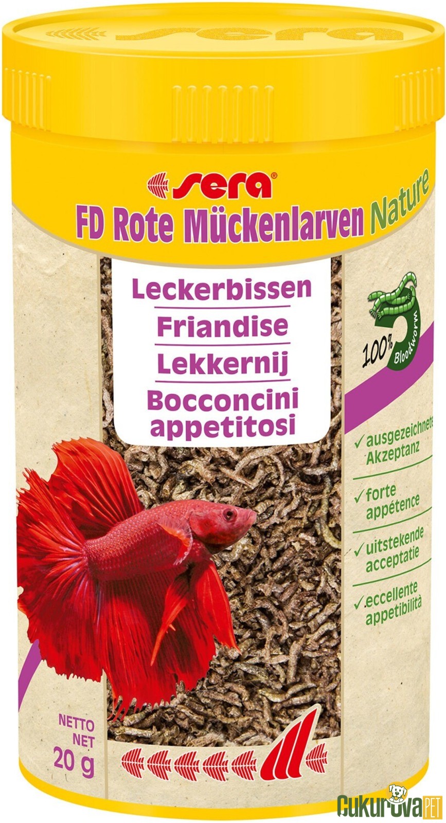 Sera Fd Rote Mückenlarven Nature Kurutulmuş Yem 250 Ml - 20 Gr