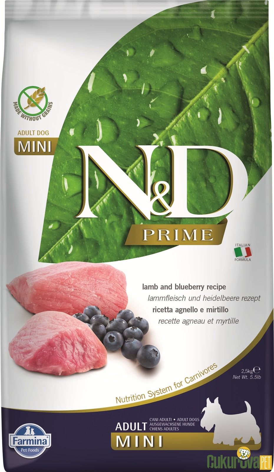 N&D Pri̇me Adult Mini Kuzu Etli Ve Yaban Mersinli Yetişkin Köpek Maması 2.5 Kg