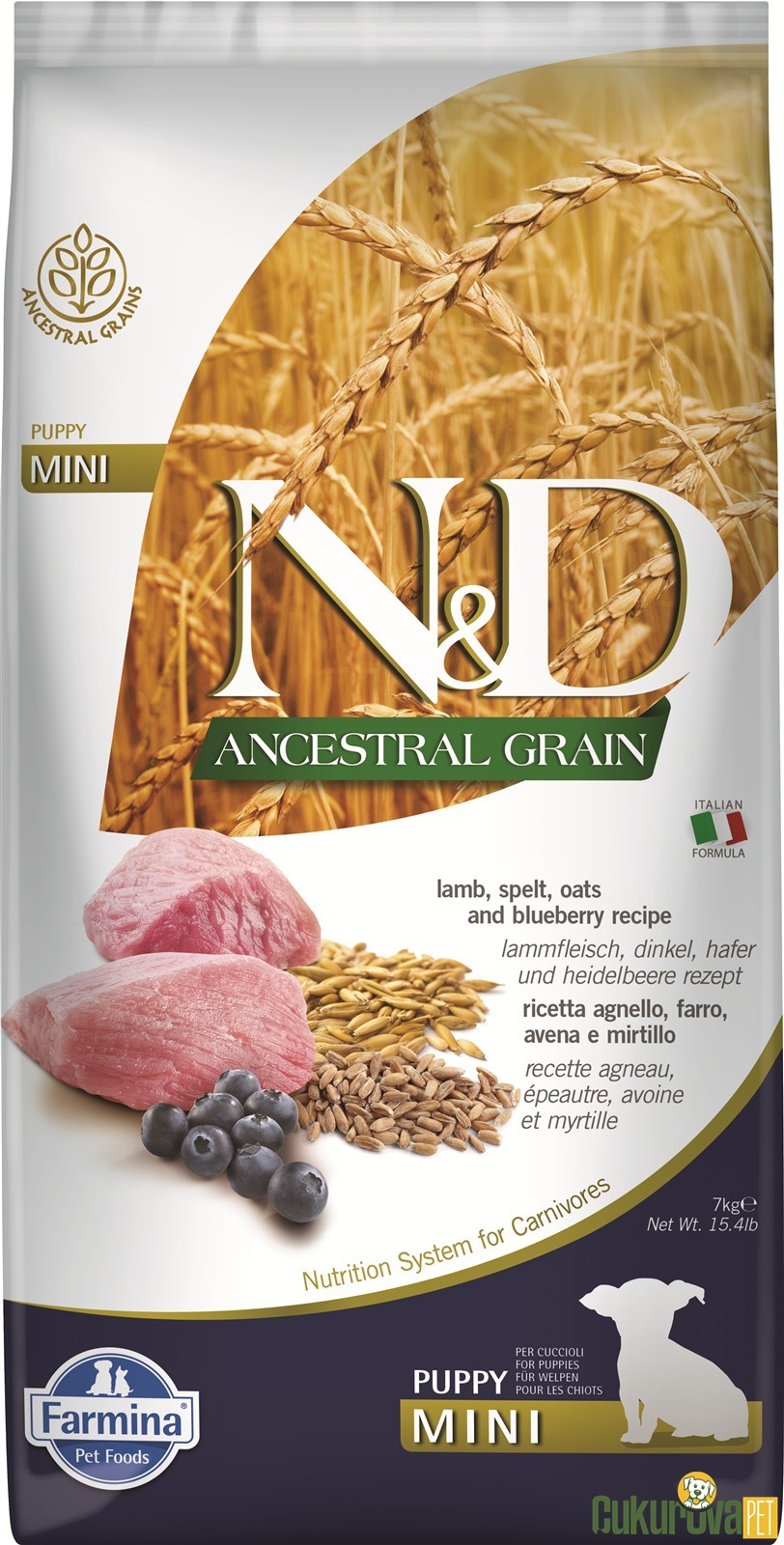 N&D Ancestral Grain Puppy Mini Kuzu Etli Ve Yaban Mersinli Yavru Köpek Maması 7 Kg