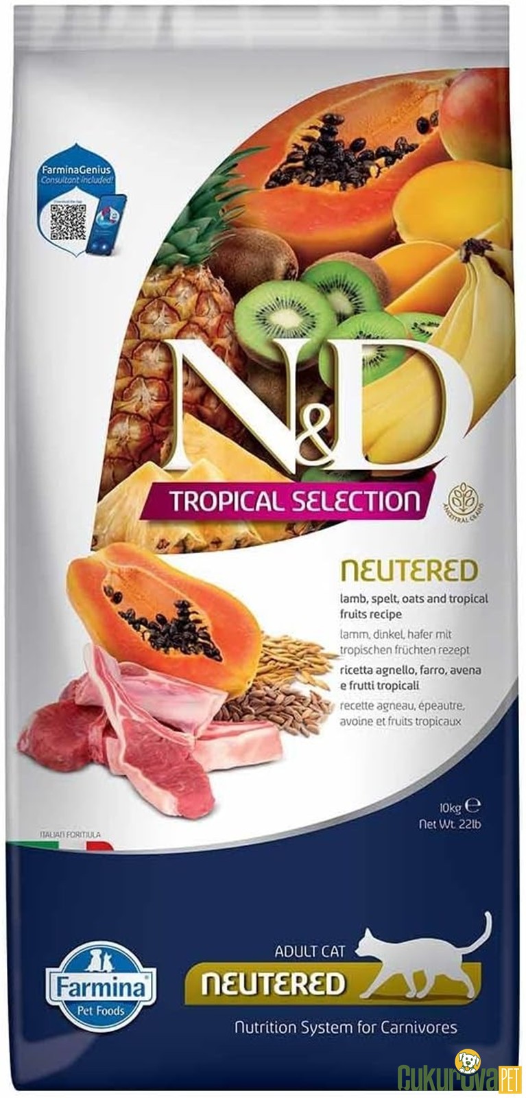 N&D Tropical Selection Neutered Kuzu Etli Ve Tropikal Meyveli Kısırlaştırılmış Kedi Maması 10 Kg