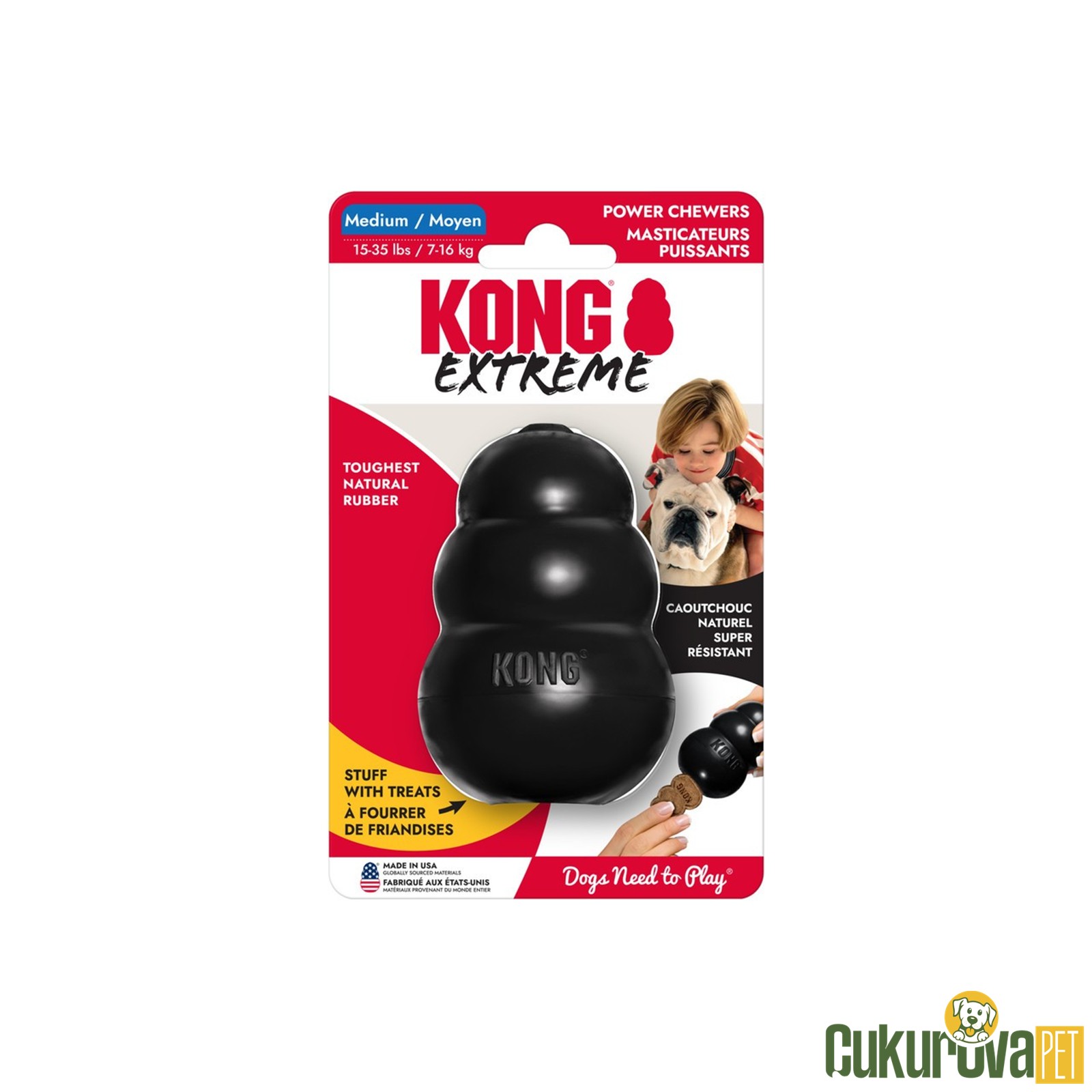 Kong Extreme Ödül Hazneli Kauçuk Köpek Oyuncağı Siyah - M / 8.8 Cm