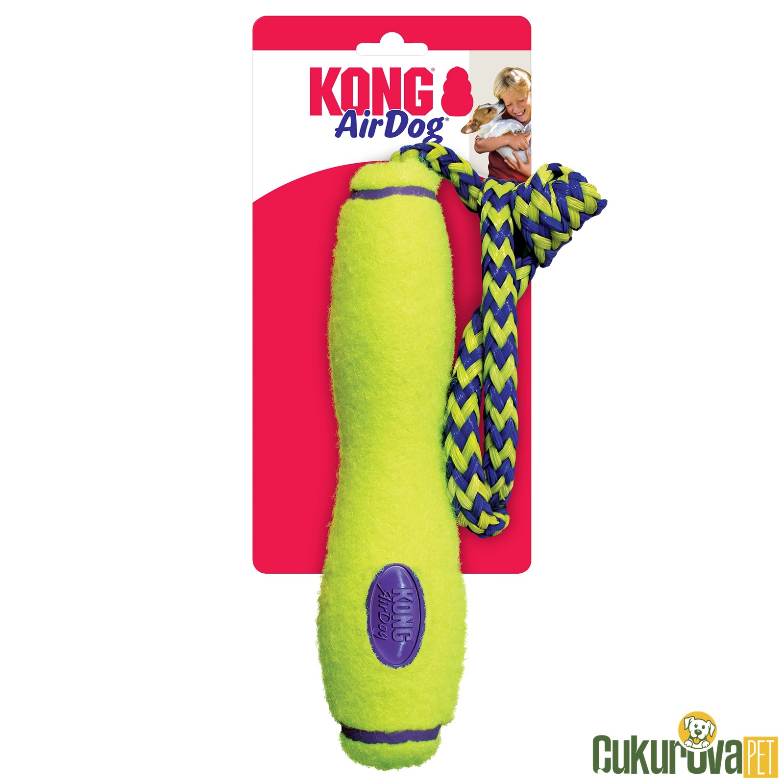 Kong Air Dog Stick İpli Sesli Köpek Oyuncağı Sarı - 20 Cm