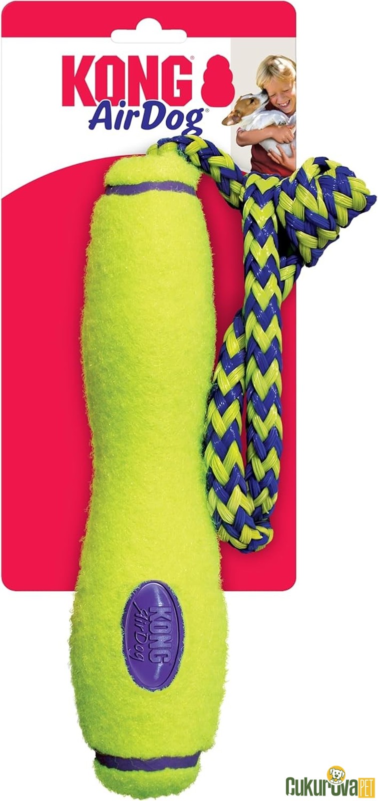 Kong Air Dog Fetch Sesli İpli Köpek Oyuncağı Sarı - L / 28 Cm