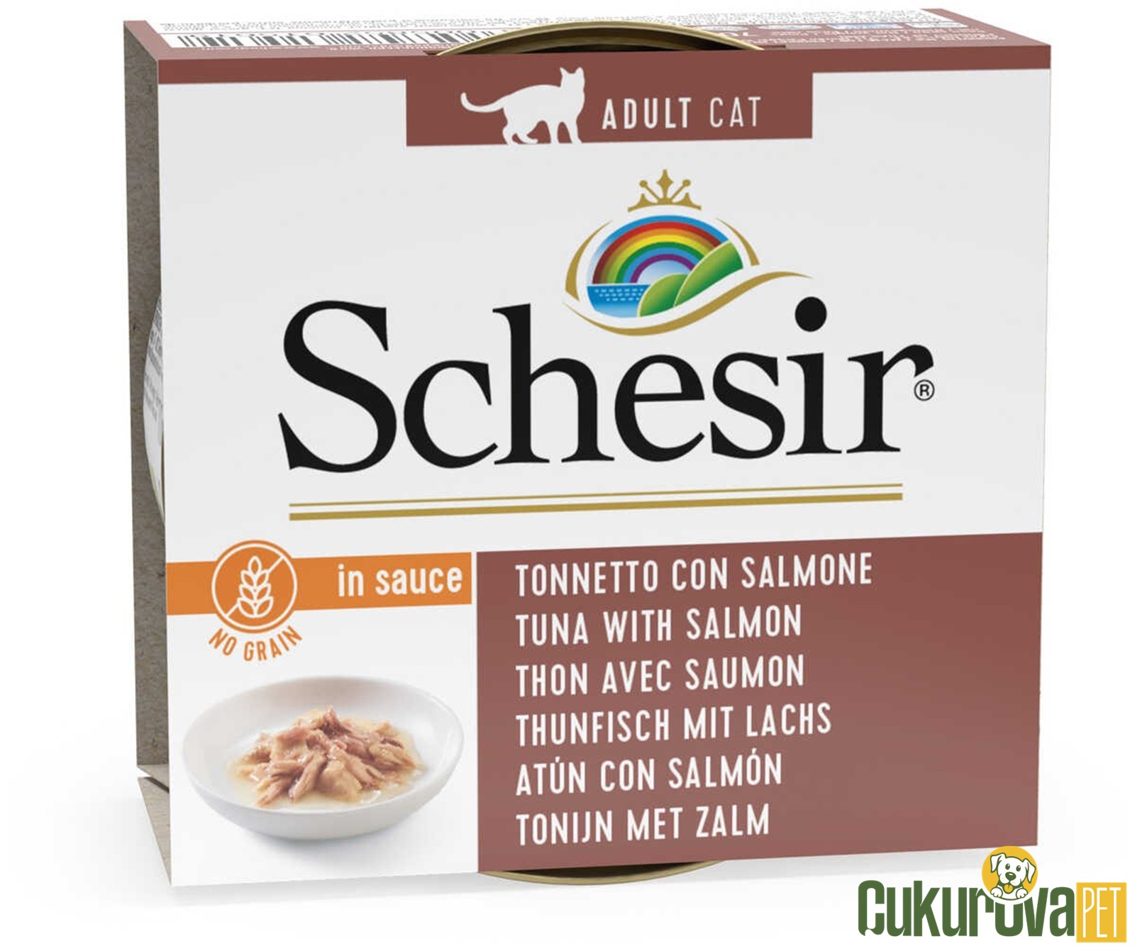 Schesir In Sauce Ton Balıklı ve Somonlu Yetişkin Kedi Yaş Maması 70 Gr