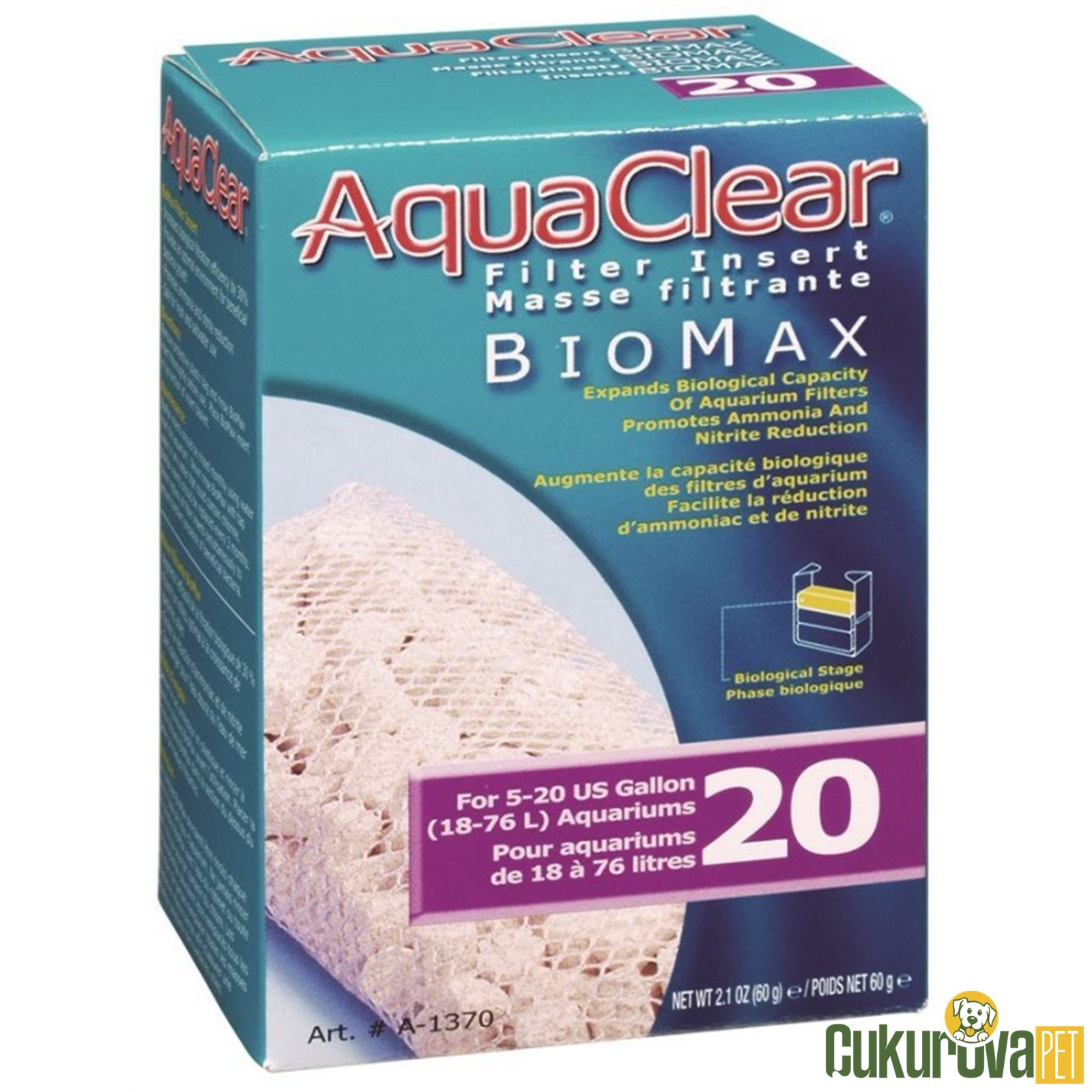 AquaClear BioMax 20 Biyolojik Filtre Malzemesi 60 Gr