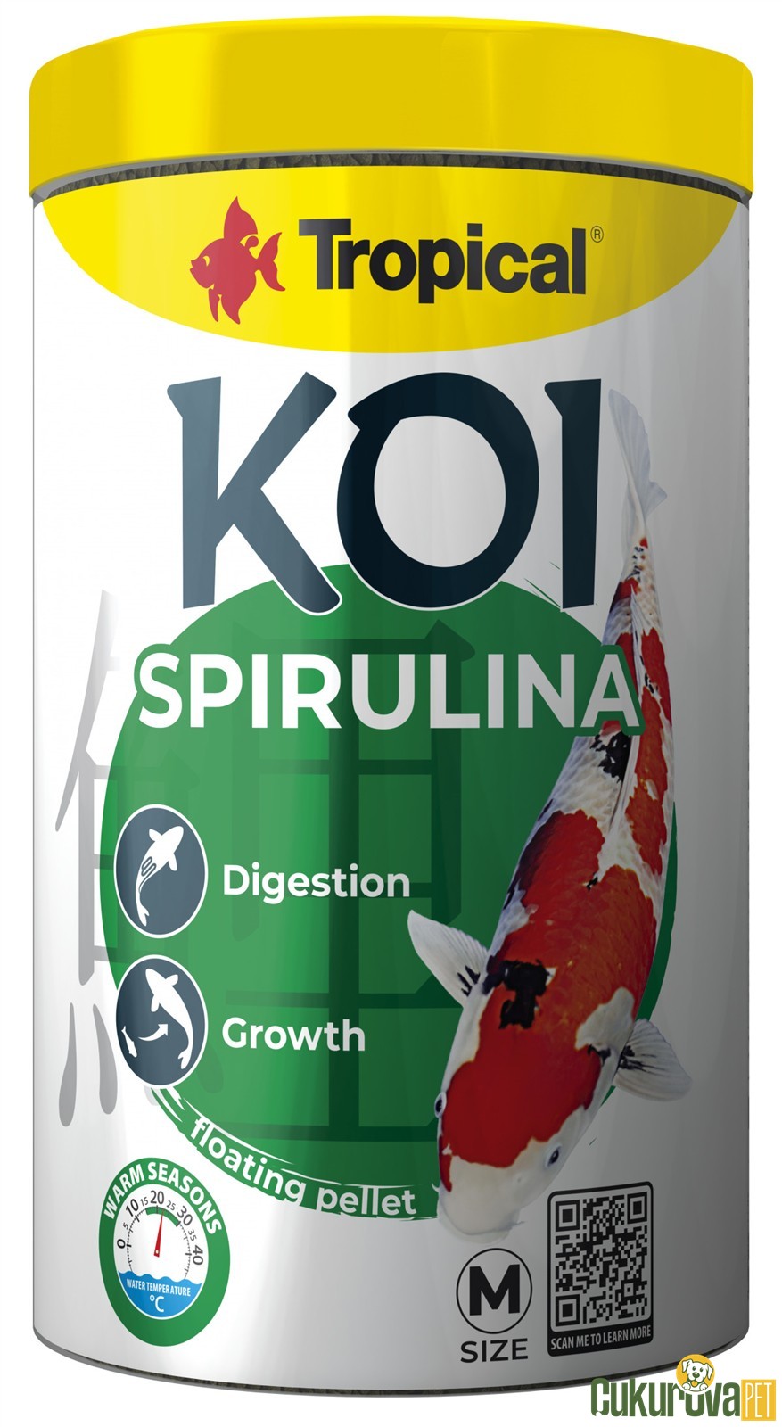 Tropical Koi Spirulina Pellet Size M Havuz Yemi 1000 Ml - 320 Gr