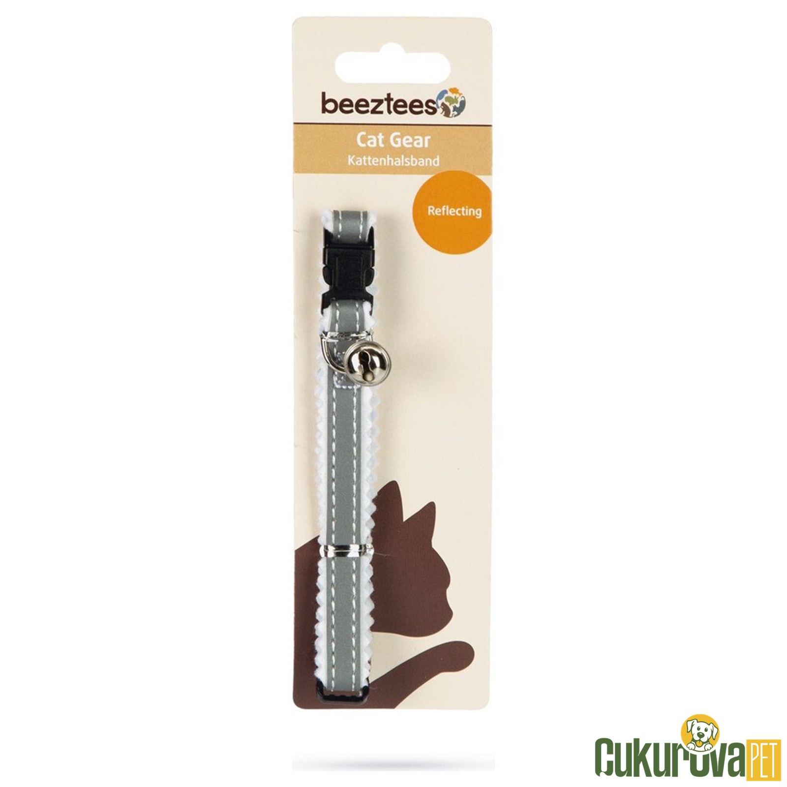 Beeztees Reflektörlü Kedi Boyun Tasması Gri 31 Cm